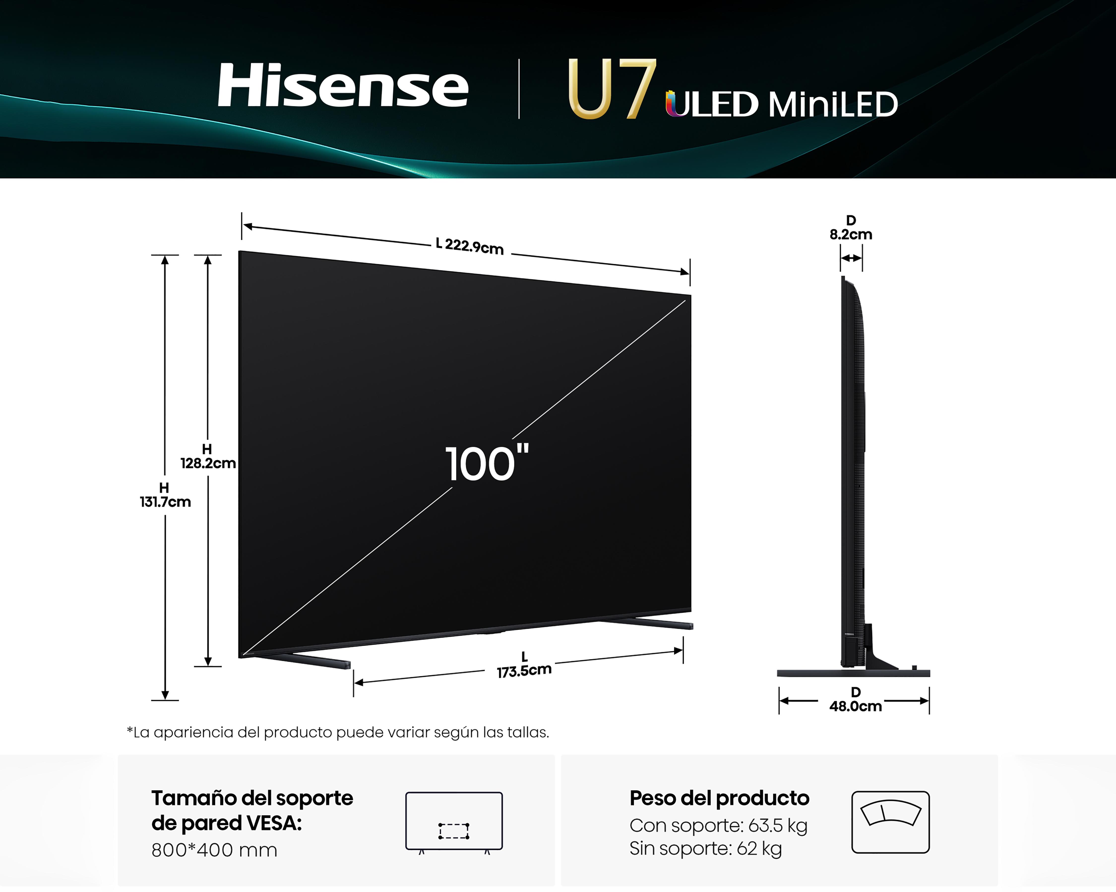 Foto 10 pulgar | Foto 9 | Pantalla Smart TV Hisense ULED MiniLED 100 Pulgadas 100U7QG