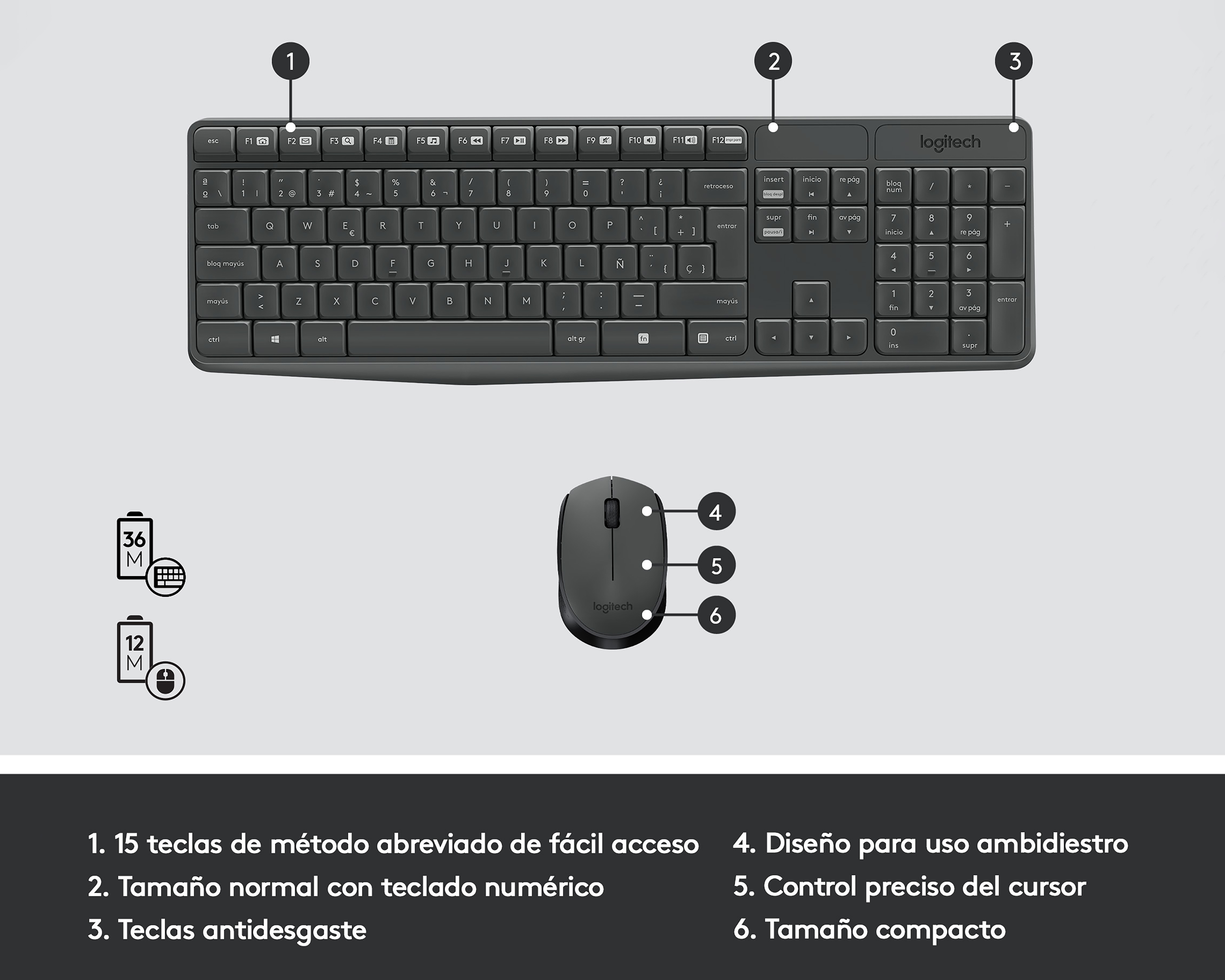 Foto 7 pulgar | Foto 6 | Combo de Teclado y Mouse Inalámbrico Logitech MK235
