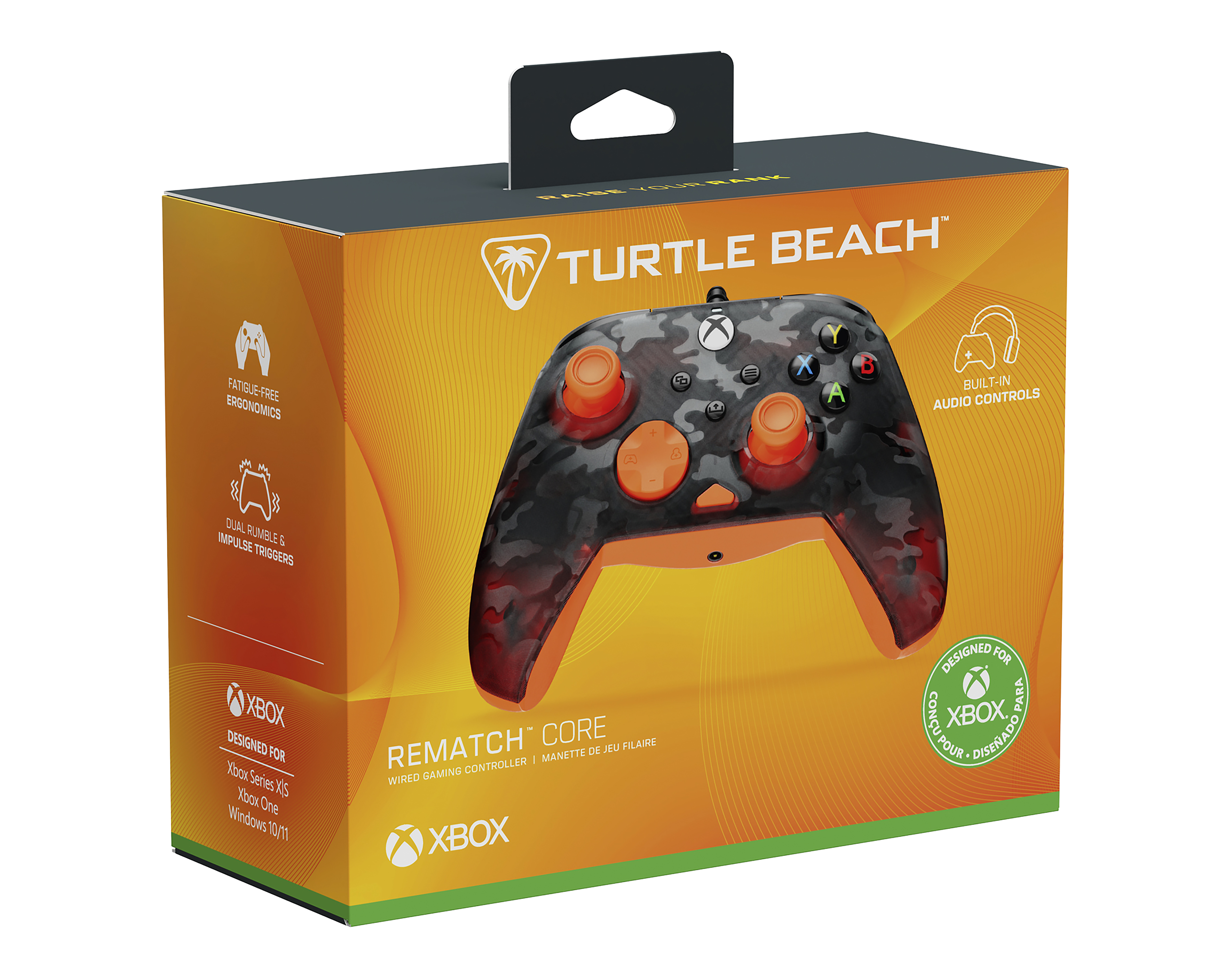 Foto 1 | Foto 1 | Control Alámbrico para Xbox y PC Turtle Beach Rematch Core Camo Anaranjado y Negro