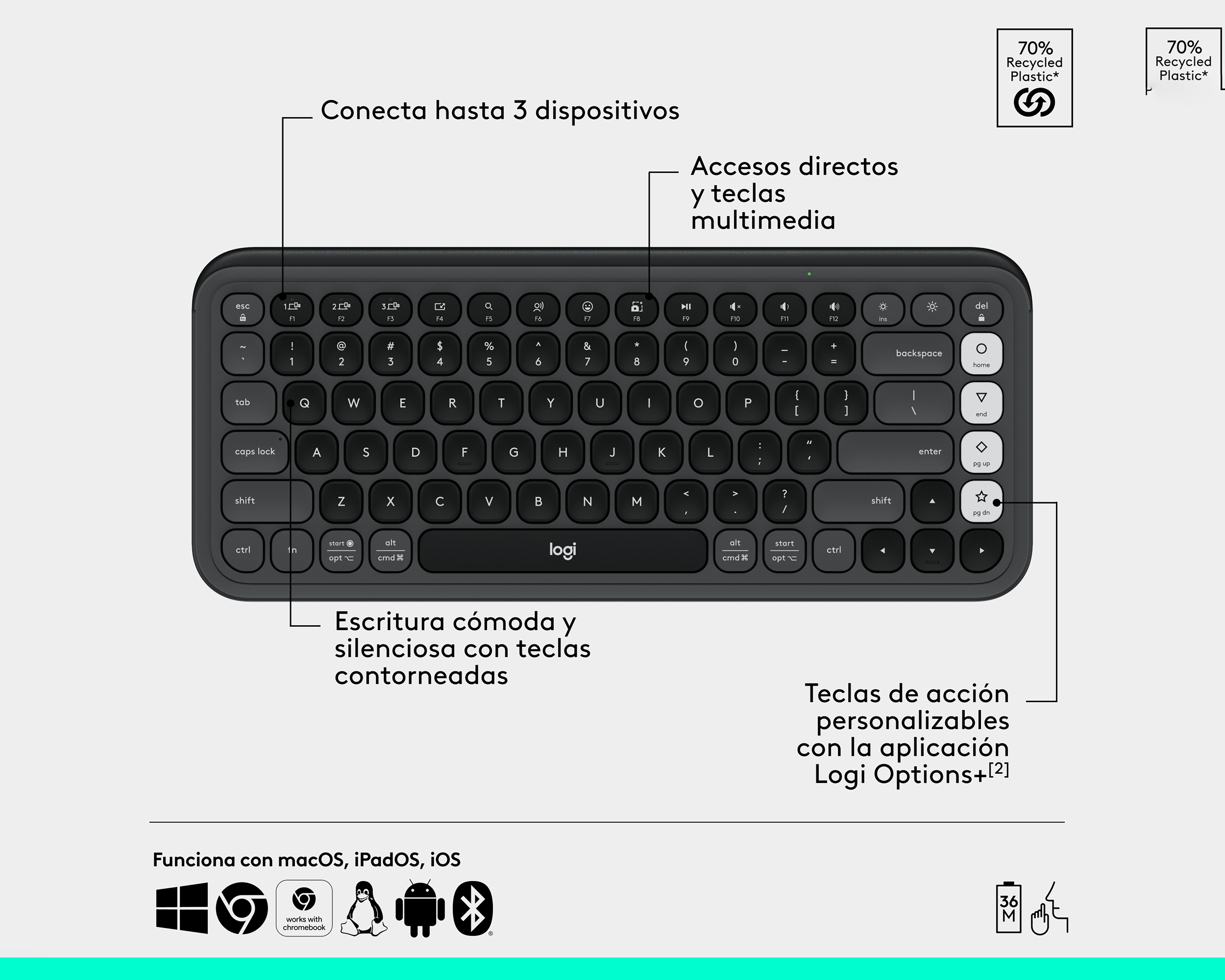 Foto 5 | Foto 5 | Combo de Teclado y Mouse Inalámbrico Logitech Pop Icon