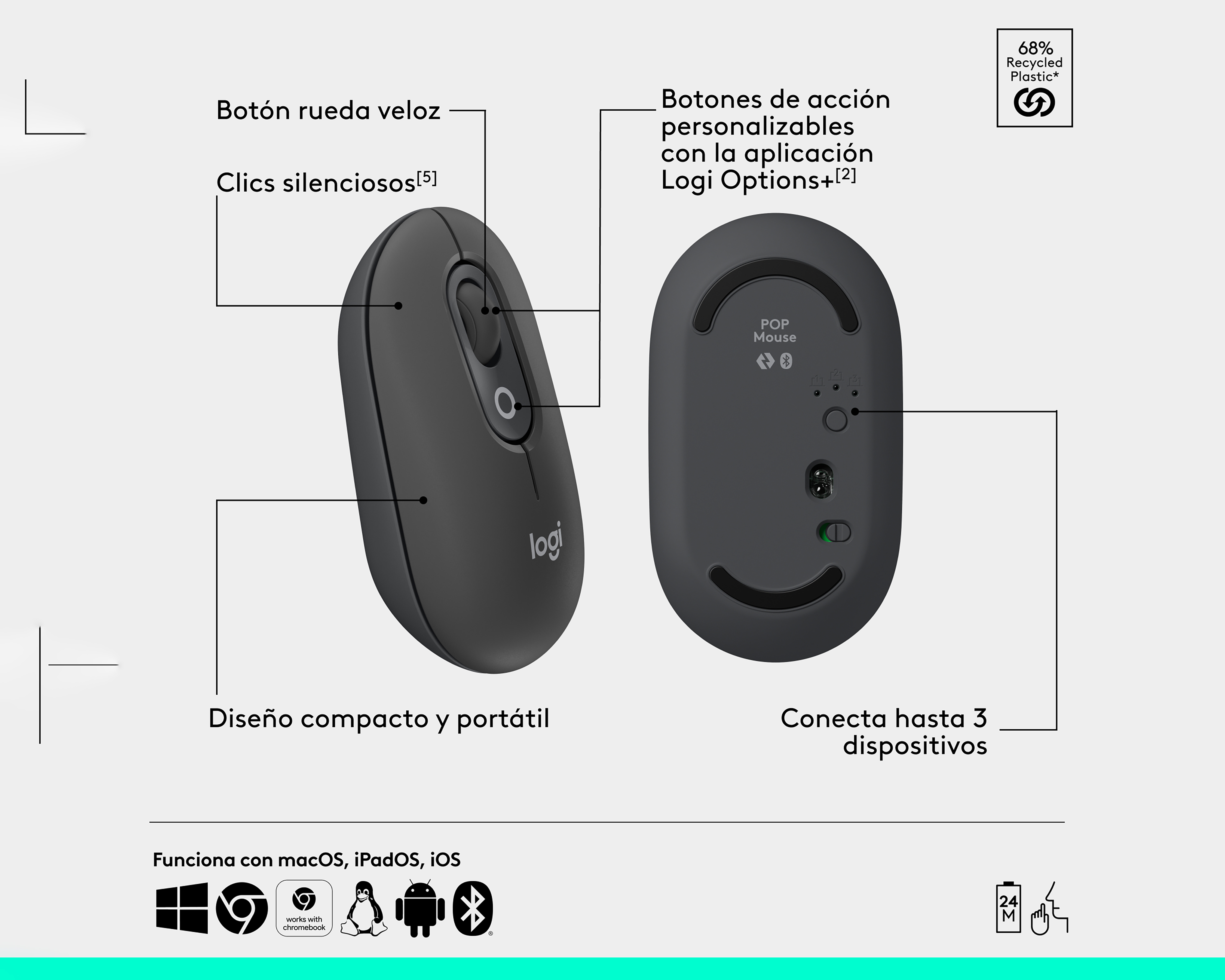 Foto 7 pulgar | Foto 6 | Combo de Teclado y Mouse Inalámbrico Logitech Pop Icon