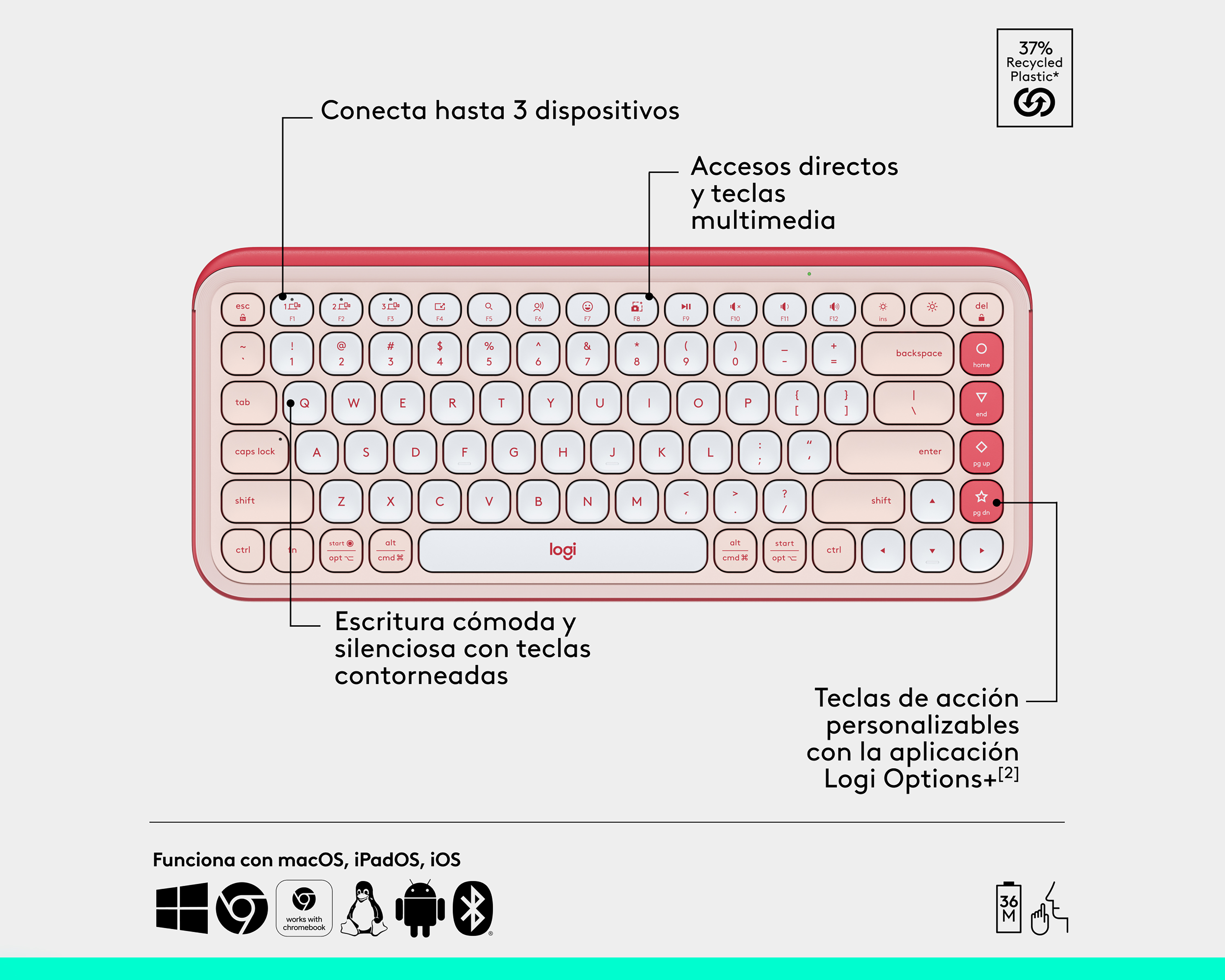 Foto 7 pulgar | Foto 6 | Combo de Teclado y Mouse Inalámbrico Logitech Pop Icon
