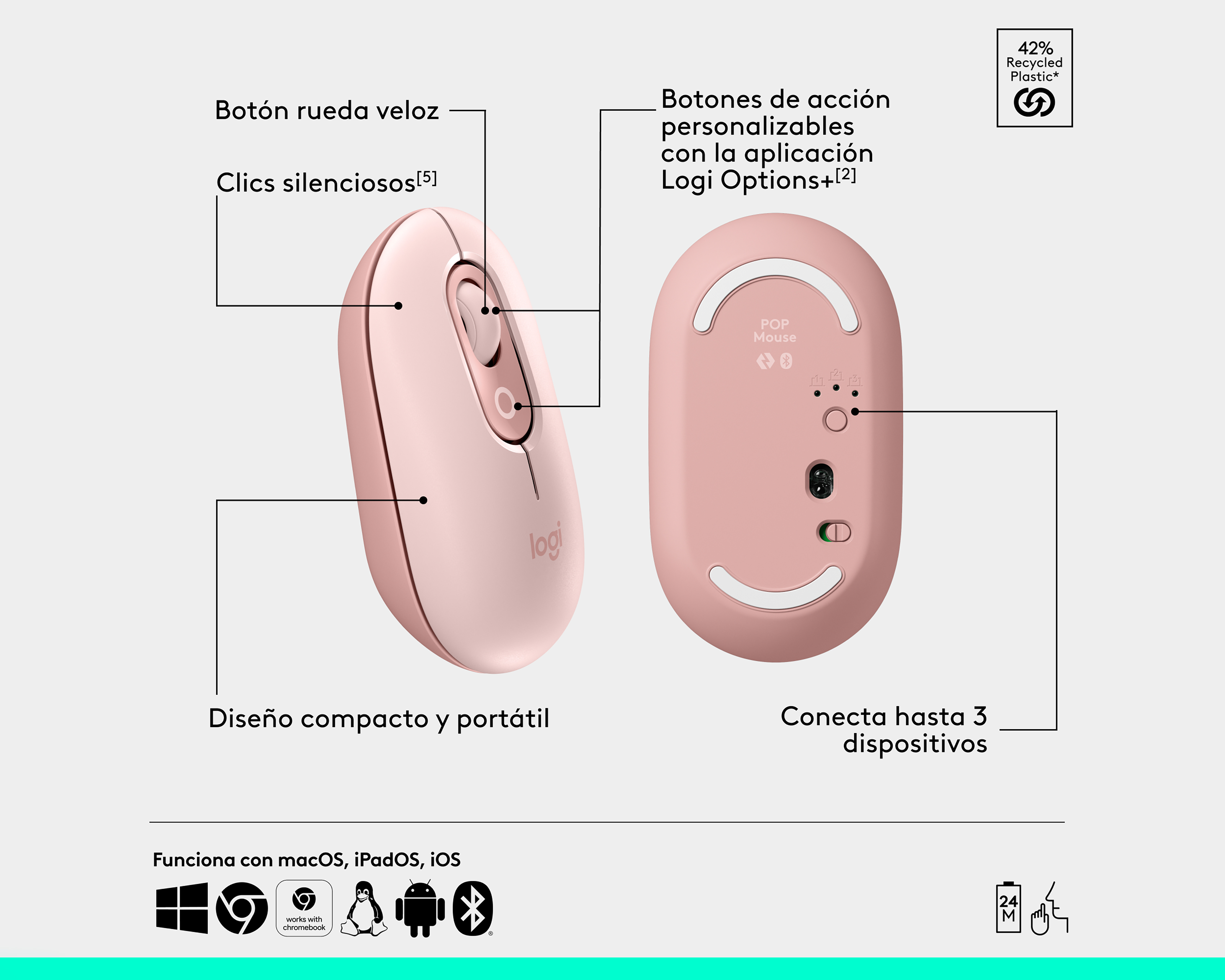 Foto 8 pulgar | Foto 7 | Combo de Teclado y Mouse Inalámbrico Logitech Pop Icon