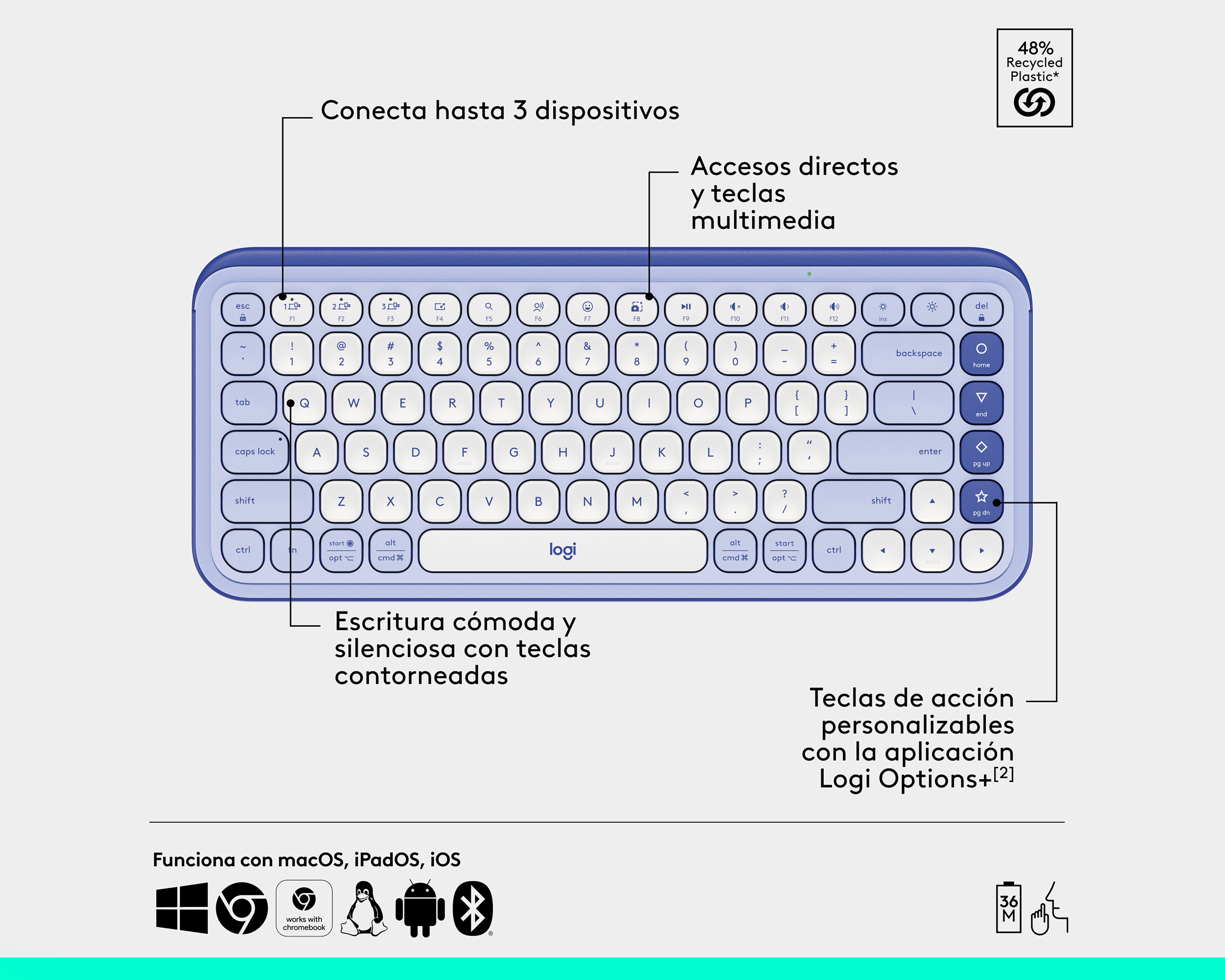 Foto 6 pulgar | Foto 5 | Combo de Teclado y Mouse Inalámbrico Logitech Pop Icon