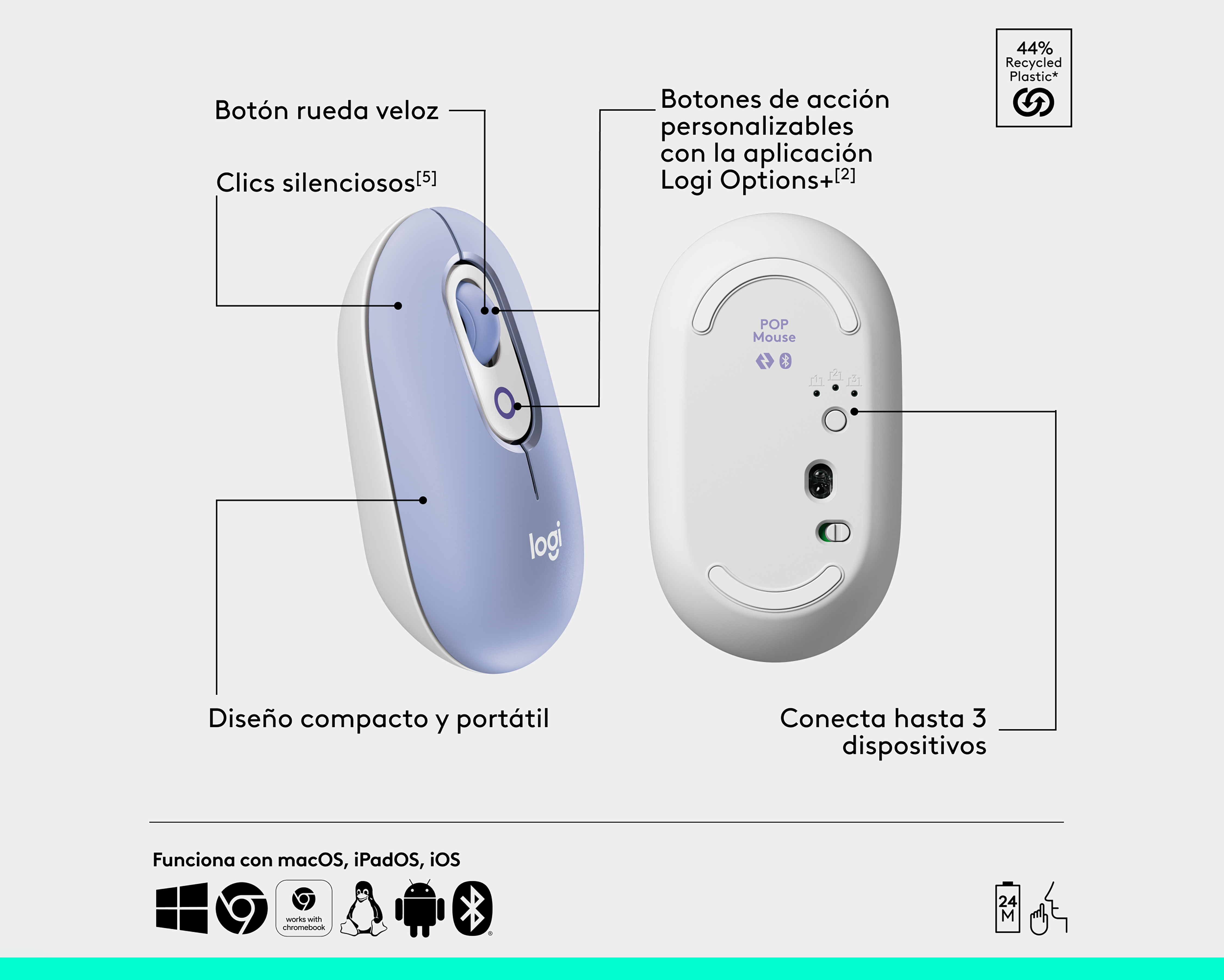 Foto 6 | Foto 6 | Combo de Teclado y Mouse Inalámbrico Logitech Pop Icon