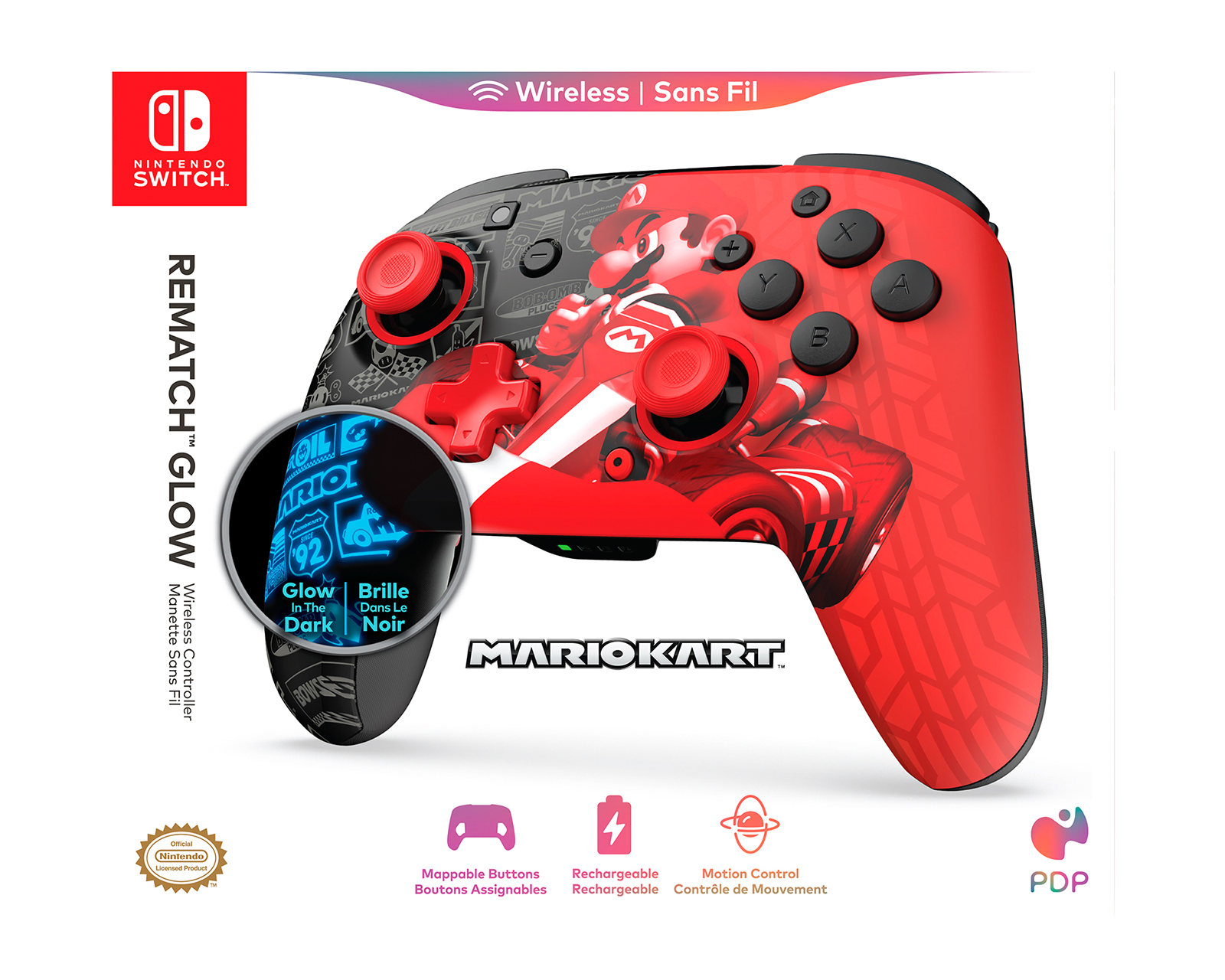 Foto 6 | Foto 6 | Control Inalámbrico para Nintendo Switch/Switch 2 Turtle Beach Rematch Glow Mario Grand Prix Rojo