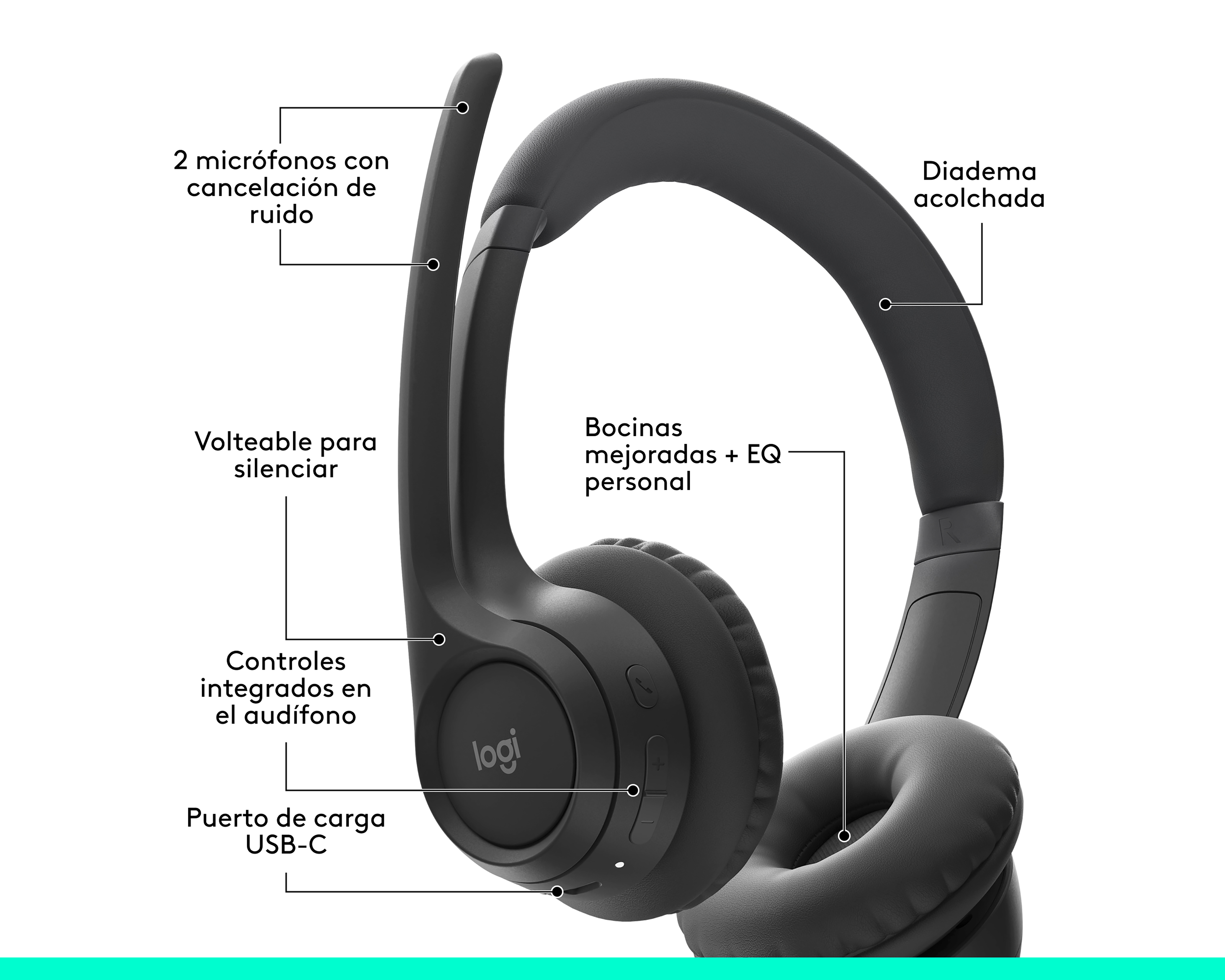 Foto 7 pulgar | Foto 6 | Audífonos de Diadema Inalámbricos Logitech Zone 300 con Cancelación de Ruido