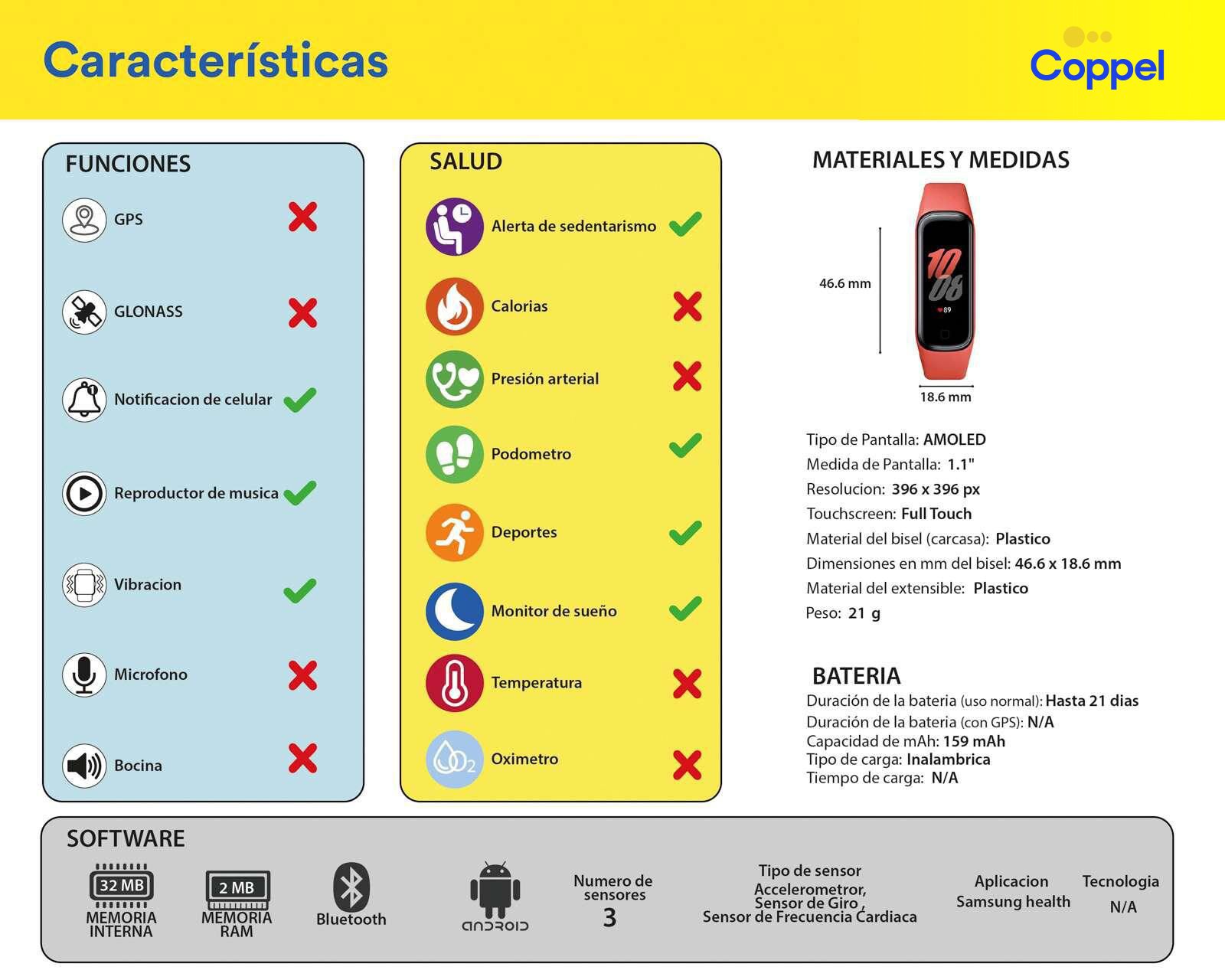 Foto 6 pulgar | Foto 5 | Fitband Samsung Galaxy Fit2 Rojo