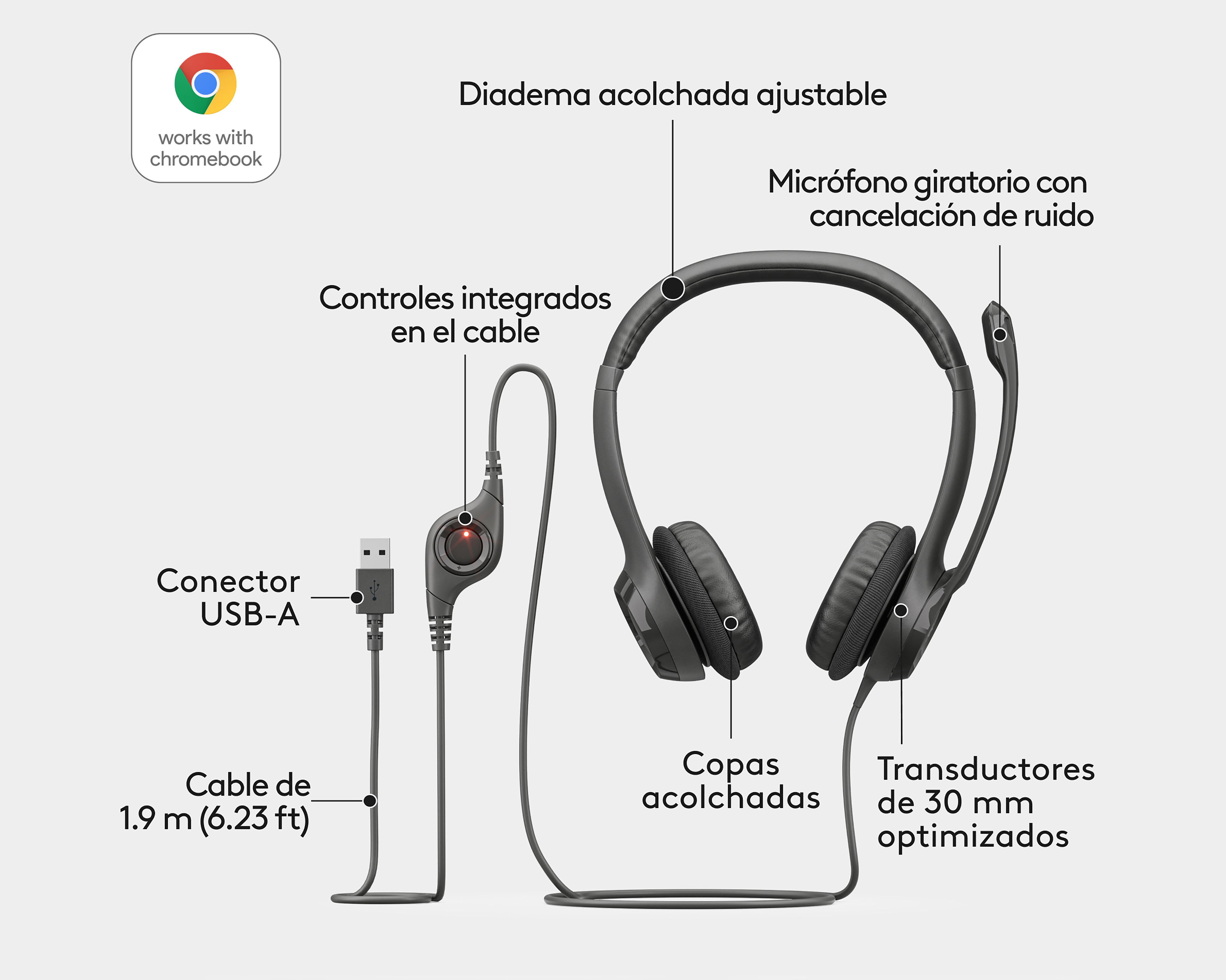 Foto 7 | Foto 7 | Audífonos de Diadema Alámbricos Logitech H390