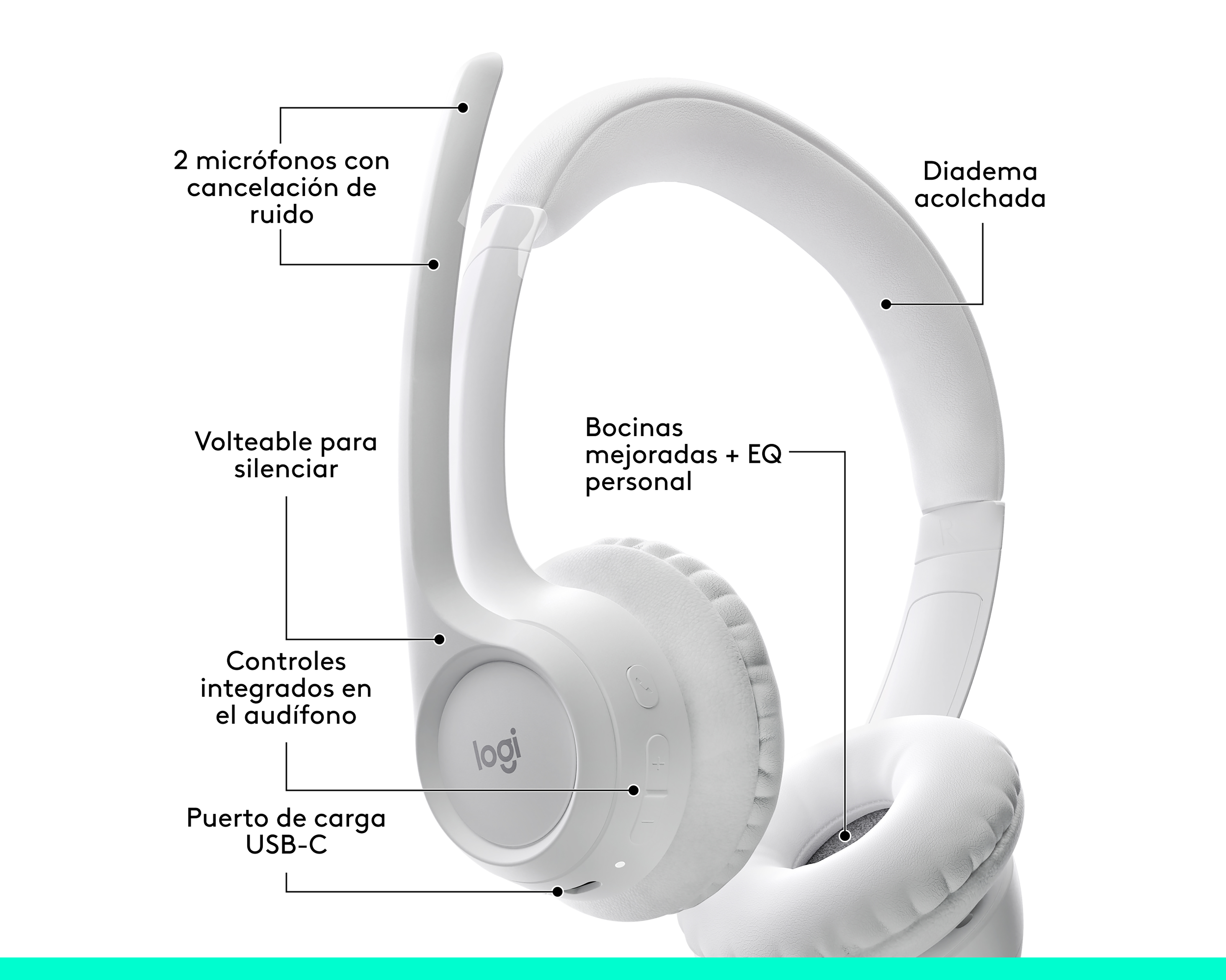 Foto 6 | Foto 6 | Audífonos Inalámbricos de Diadema Logitech Zone 300 981-001416 con Cancelación de Ruido