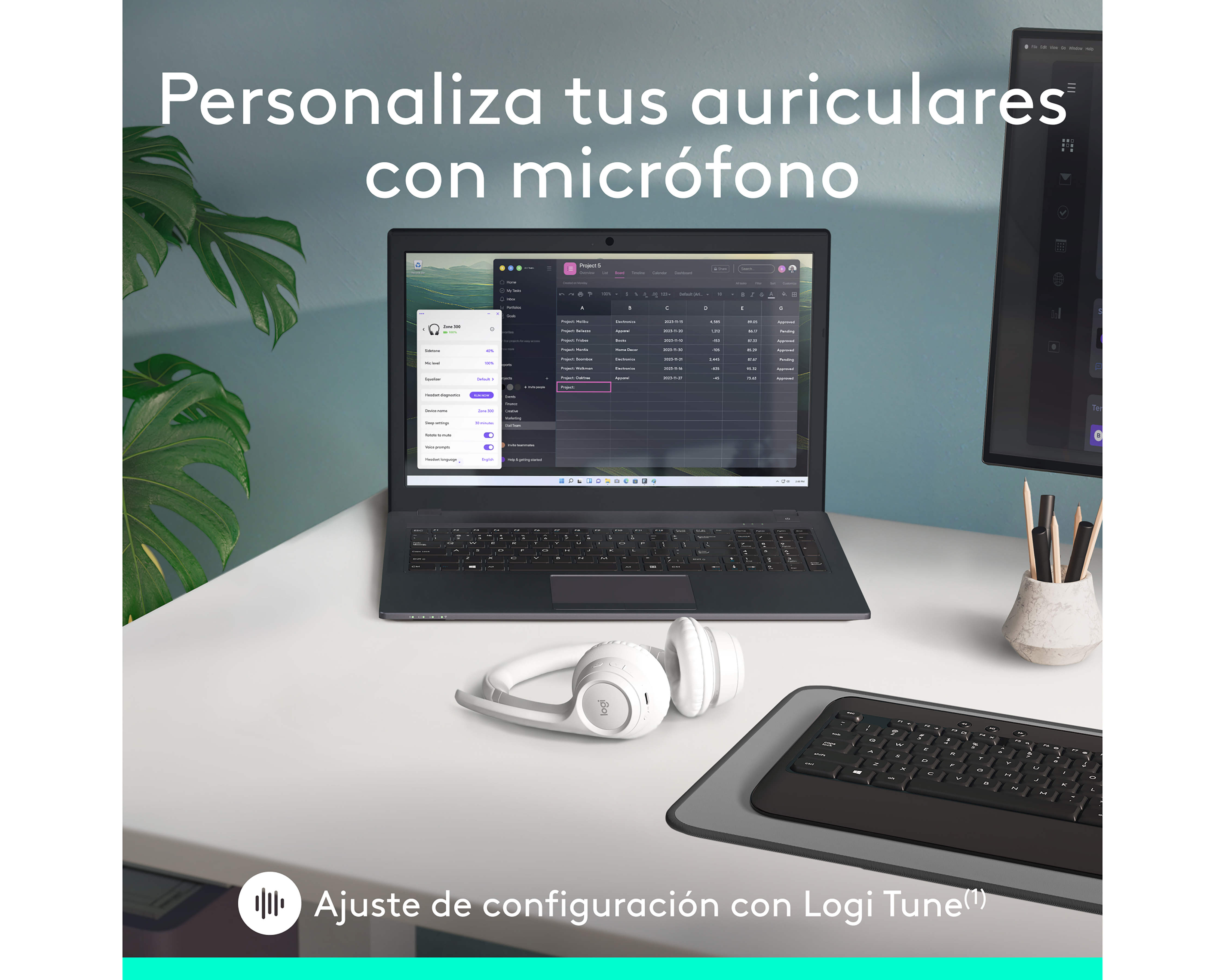 Foto 8 | Foto 8 | Audífonos Inalámbricos de Diadema Logitech Zone 300 981-001416 con Cancelación de Ruido