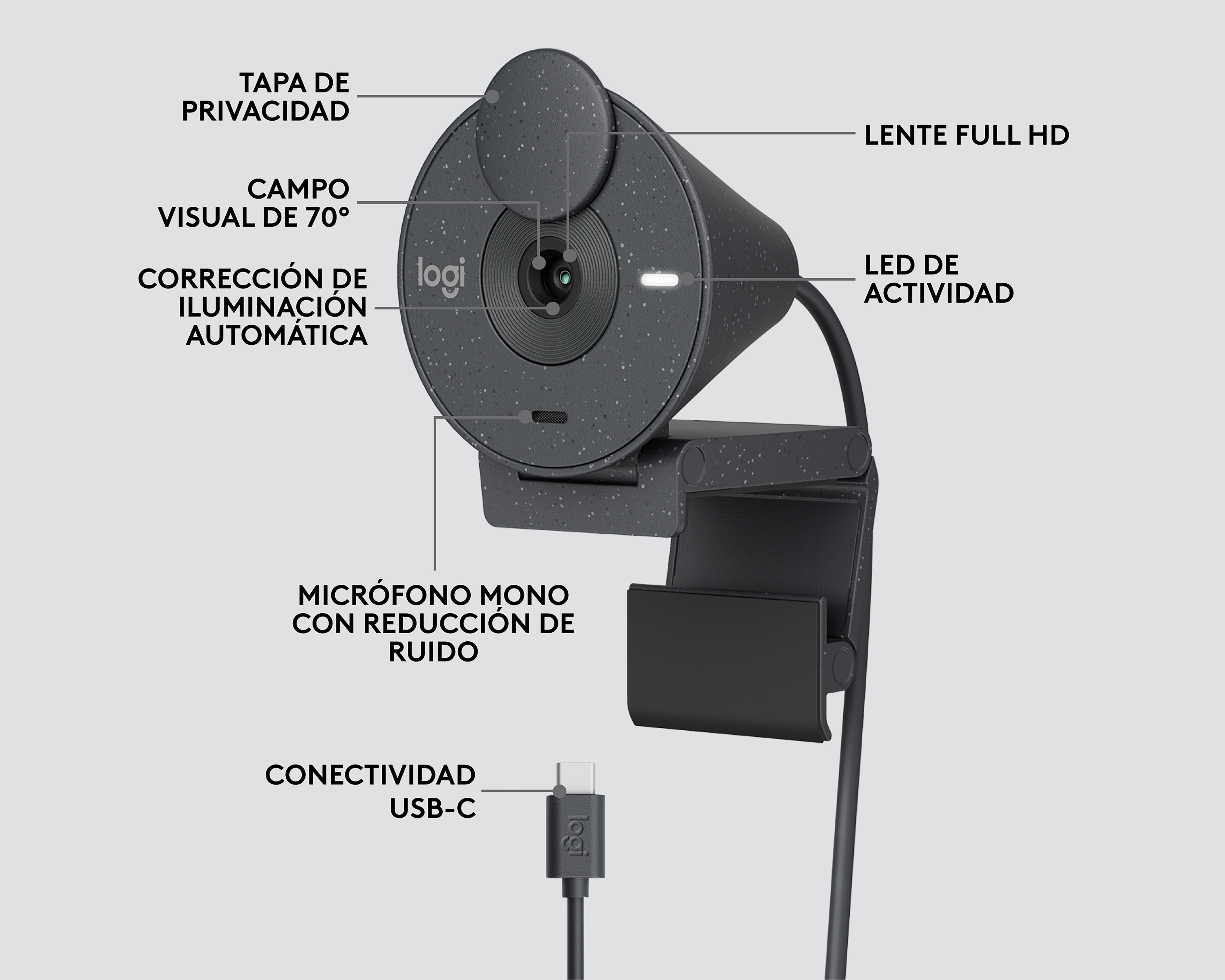 Foto 6 | Foto 6 | Cámara Web Logitech Brio 300 con Micrófono Omnidireccional
