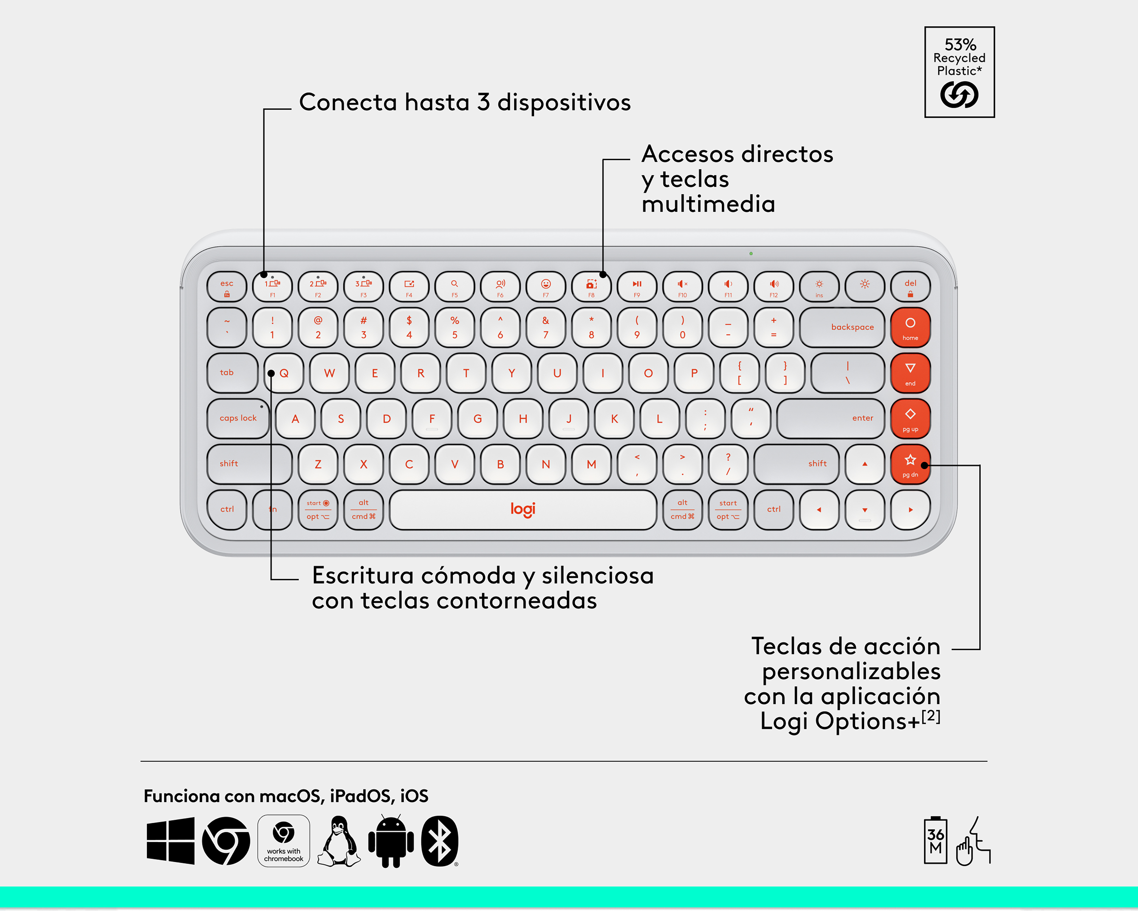 Foto 6 | Foto 6 | Combo de Teclado y Mouse Inalámbrico Logitech Pop Icon