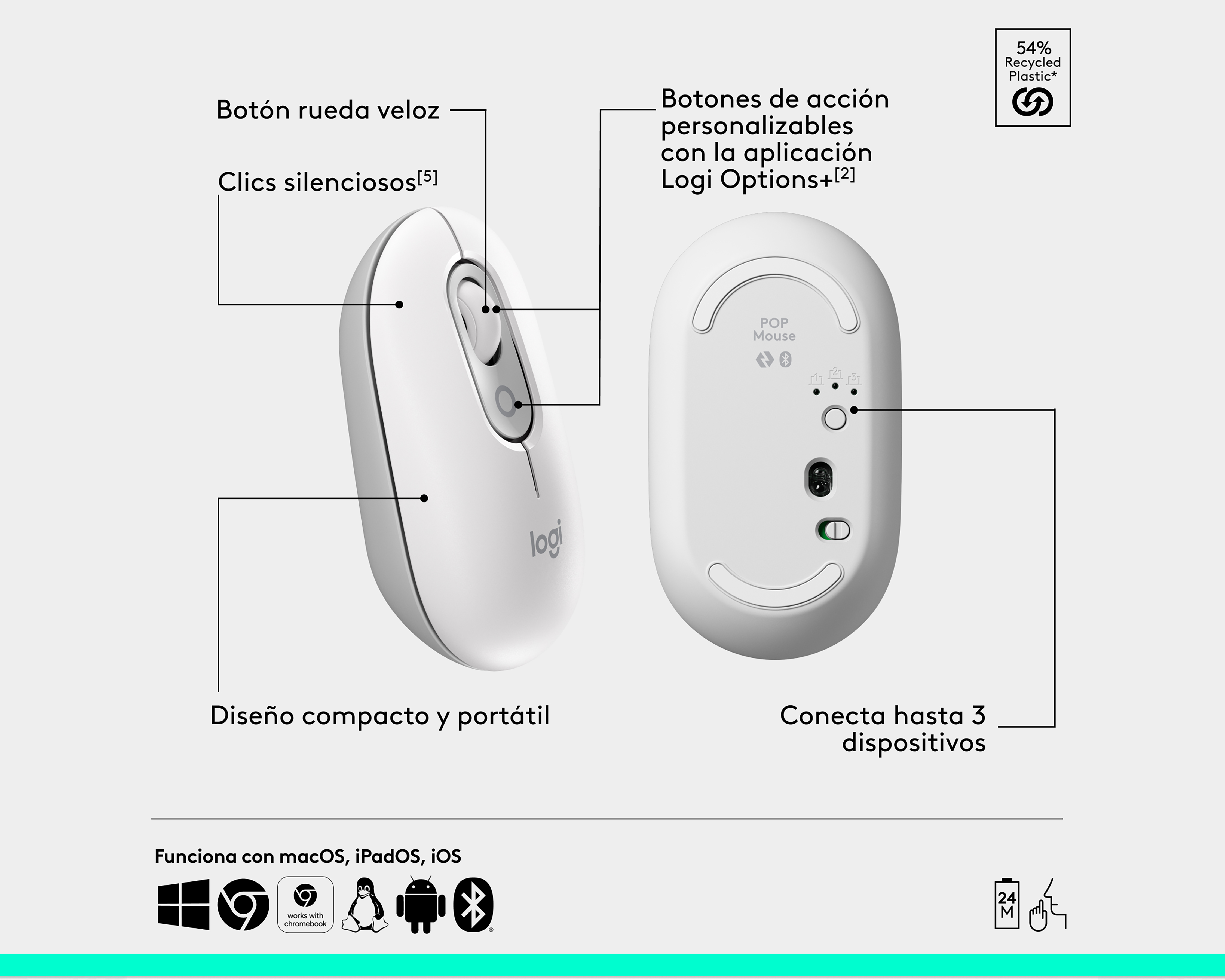 Foto 7 | Foto 7 | Combo de Teclado y Mouse Inalámbrico Logitech Pop Icon