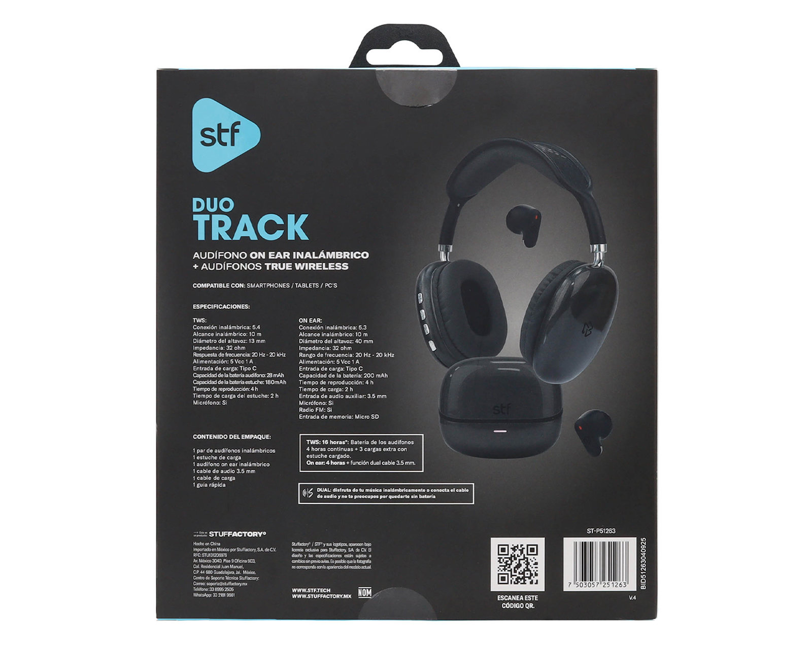 Foto 8 | Foto 8 | Audífonos de Diadema Inalámbricos STF ST-P51263 con Micrófono + Audífonos True Wireless con Bluetooth