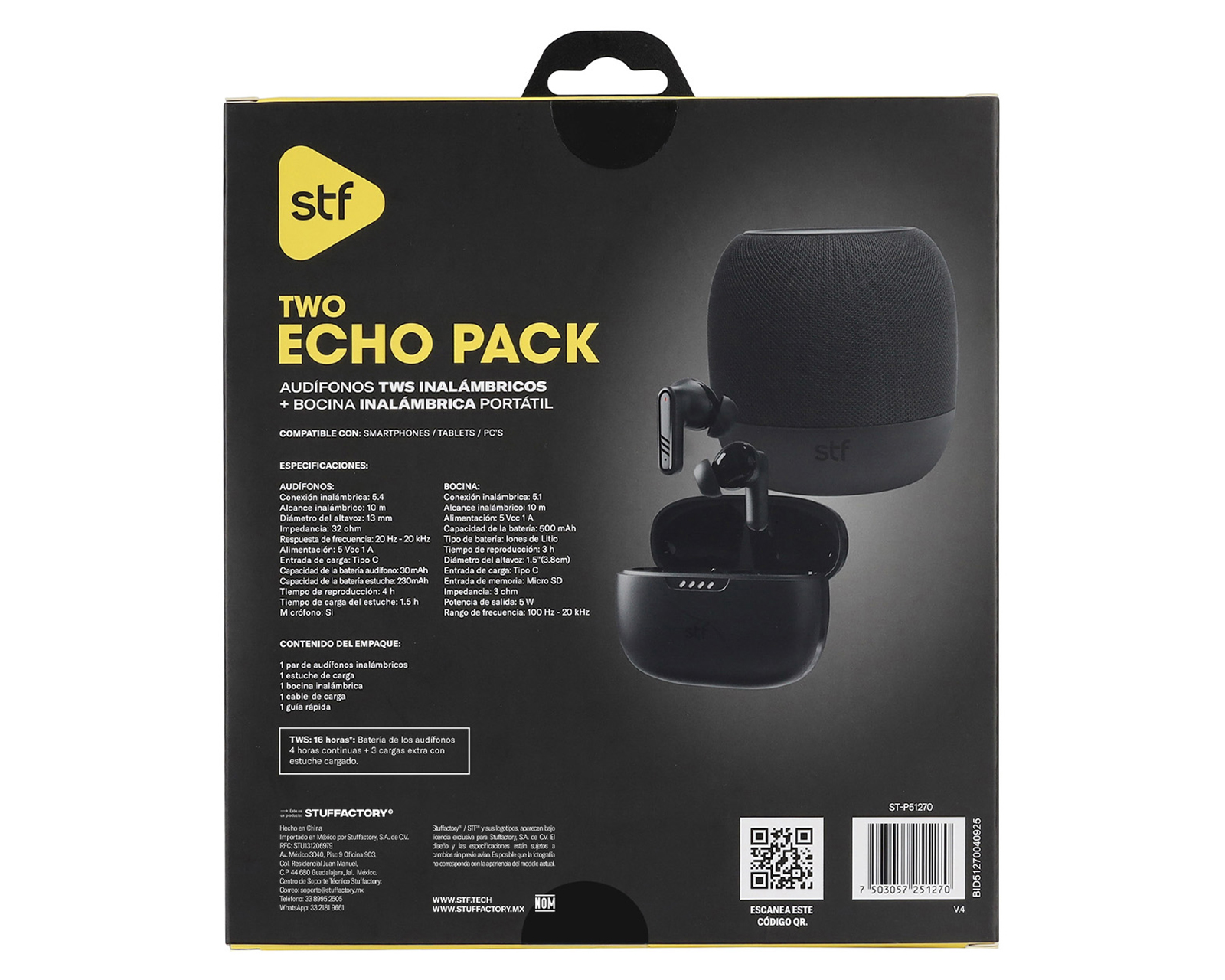 Foto 10 | Foto 10 | Audífonos True Wireless STF ST-P51270 con Micrófono + Bocina Bluetooth