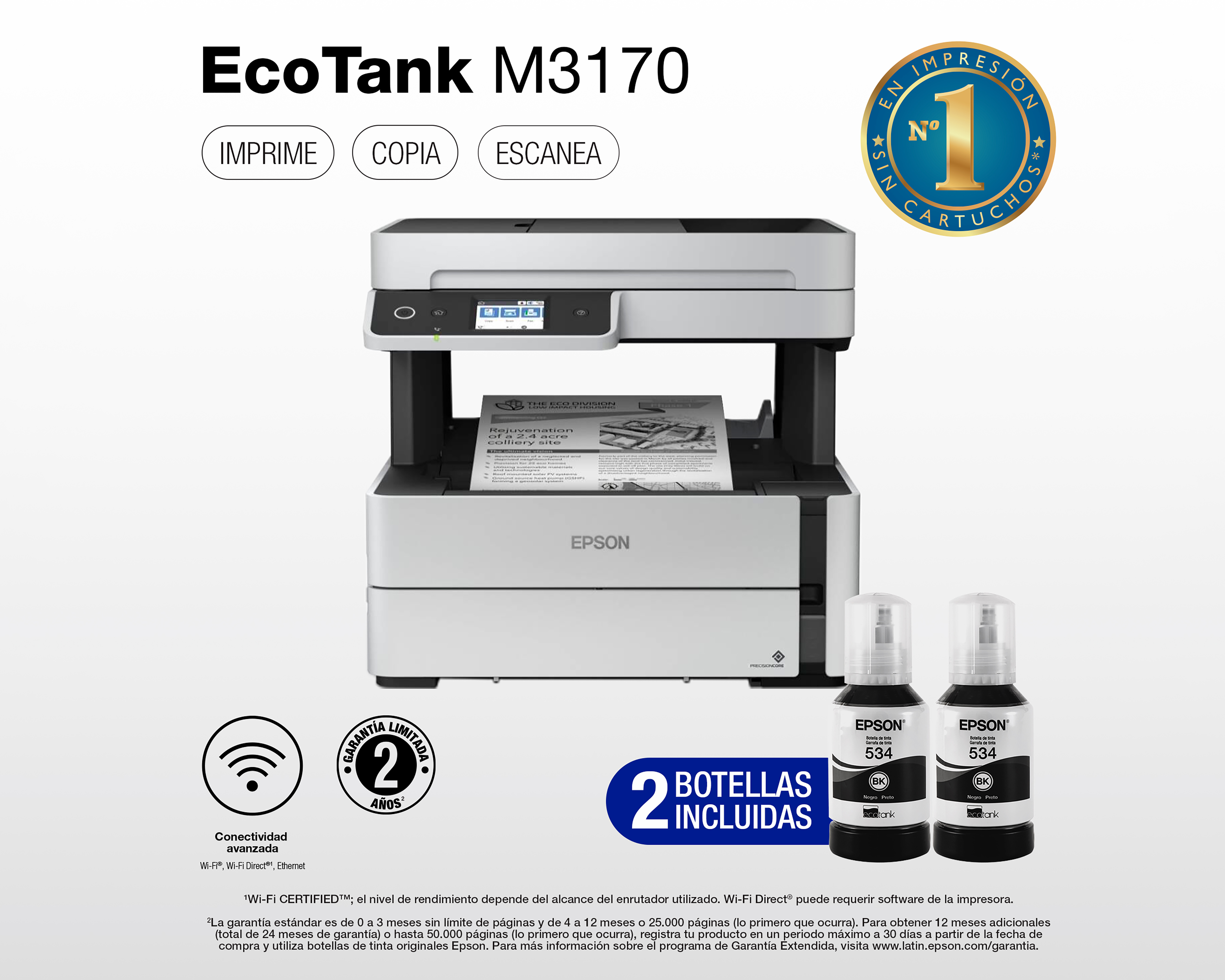 Foto 3 | Foto 3 | Impresora Multifuncional Epson de Inyección EcoTank M3170