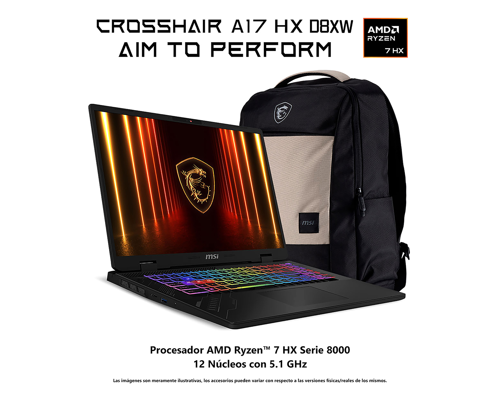 Foto 4 pulgar | Foto 3 | Laptop Gamer MSI Crosshair A17 HX 17 Pulgadas NVIDIA GeForce RTX 5060 16 GB RAM 1 TB SSD Negra + Mochila