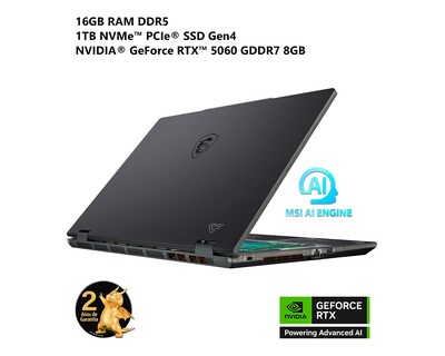 Foto 3 | Foto 3 | Laptop Gamer MSI Cyborg 15 B2RWFKG-452MX 15.6 Pulgadas NVIDIA GeForce RTX 5060 16 GB RAM 1 TB SSD Negra