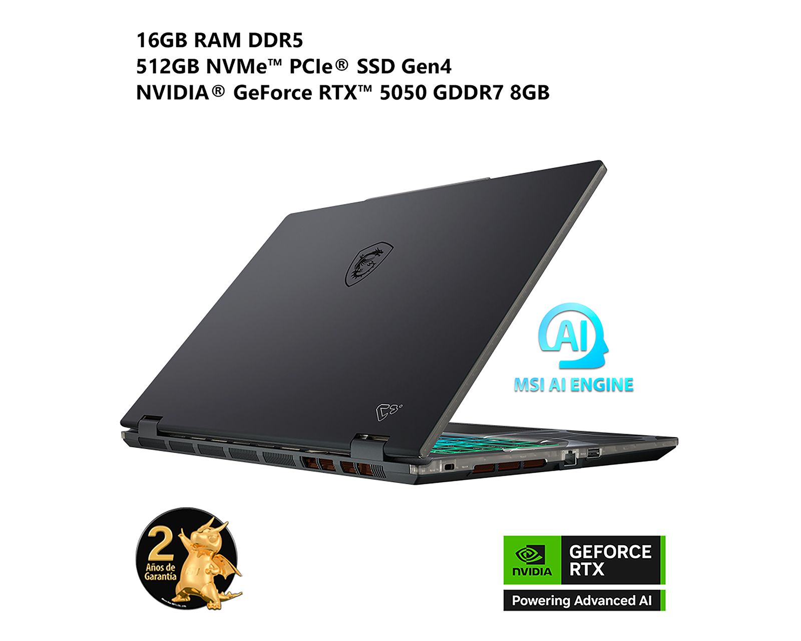 Foto 4 pulgar | Foto 3 | Laptop Gamer MSI Cyborg 15 B2RWEKG-456MX 15.6 Pulgadas Intel Core 7 NVIDIA GeForce RTX 5050 16 GB RAM 512 GB SSD Negra