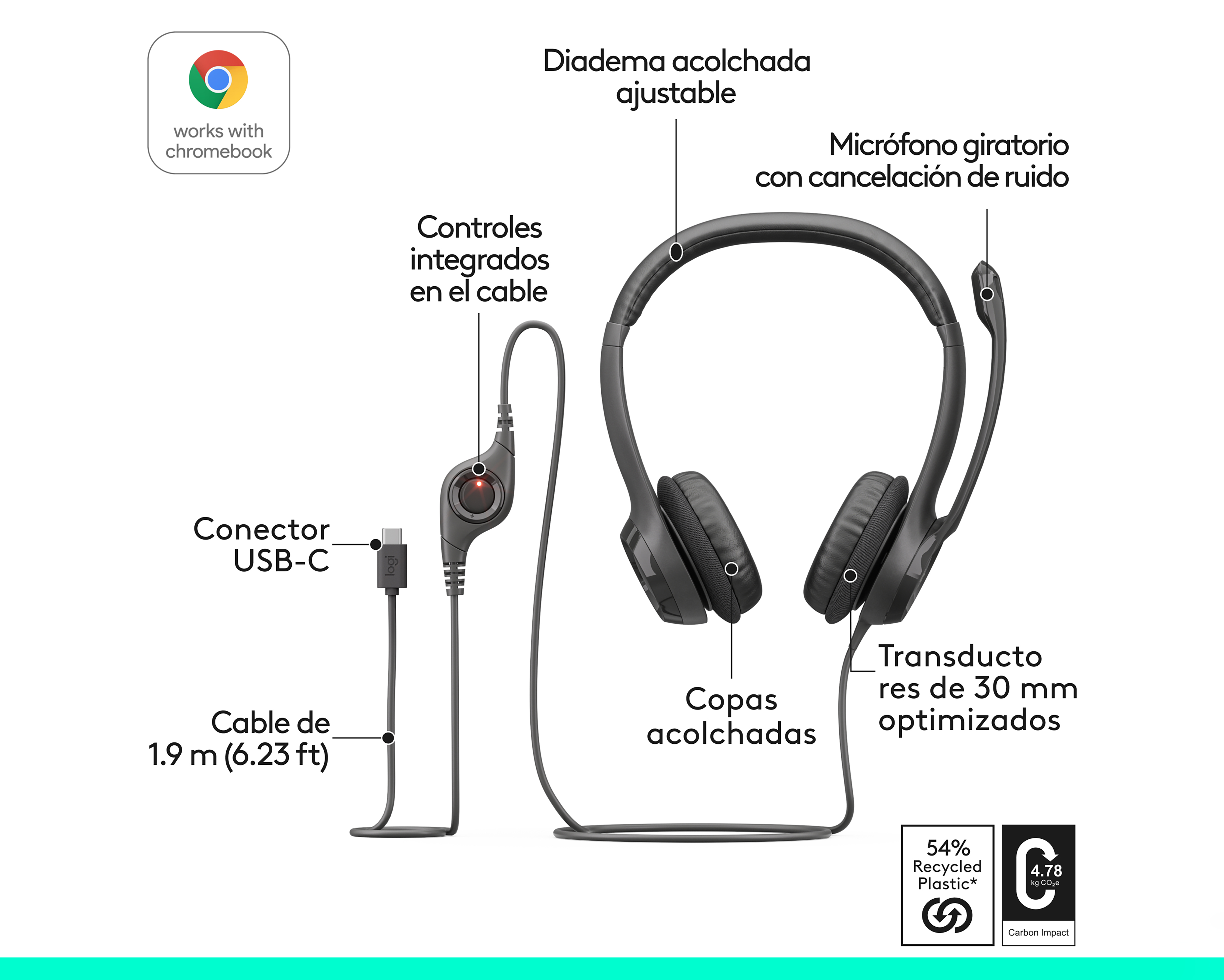 Foto 6 | Foto 6 | Audífonos de Diadema Alámbricos Logitech H390 981-001575 con Micrófono