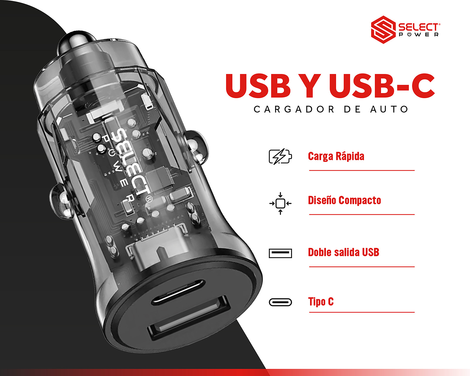 Foto 3 | Foto 3 | Adaptador para Auto Select Power Doble Salida Carga Rápida 20W