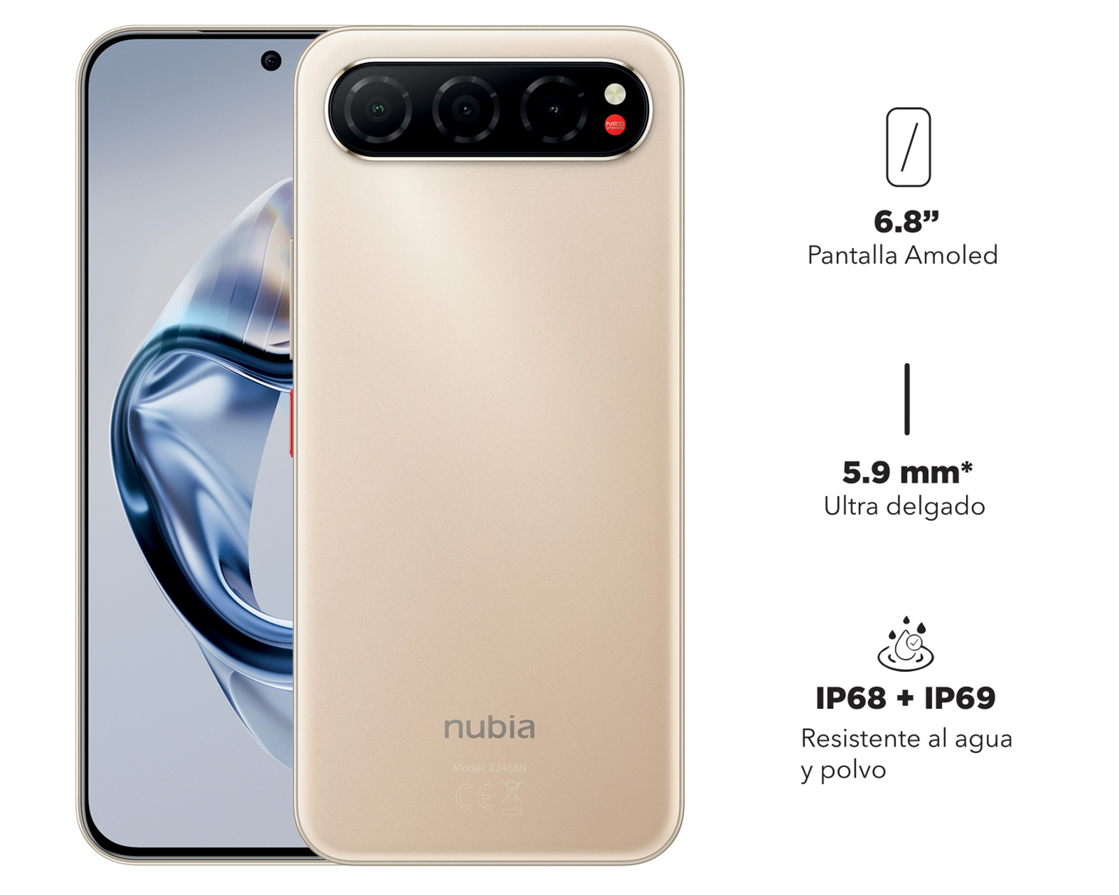 Foto 9 pulgar | Foto 8 | Telcel Nubia Air 256 GB Dorado + Smartwatch