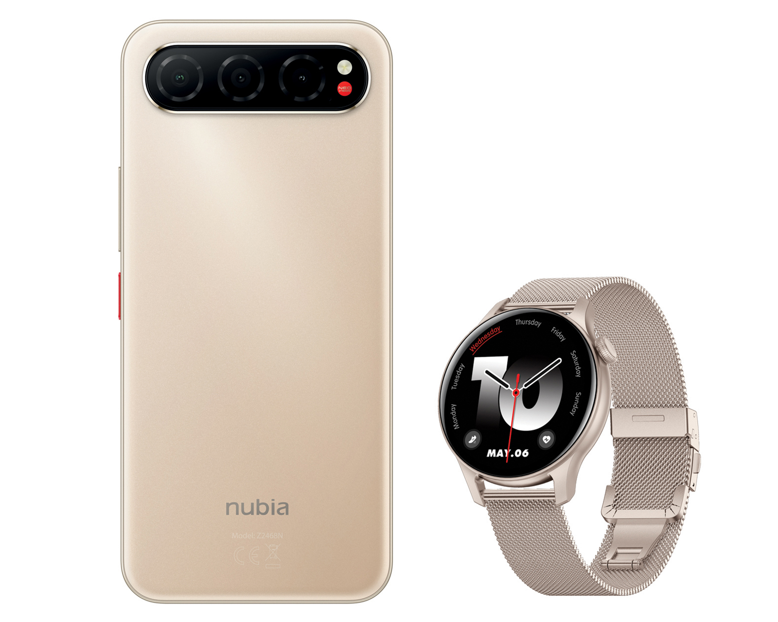 Foto 3 pulgar | Foto 2 | Telcel Nubia Air 256 GB Dorado + Smartwatch