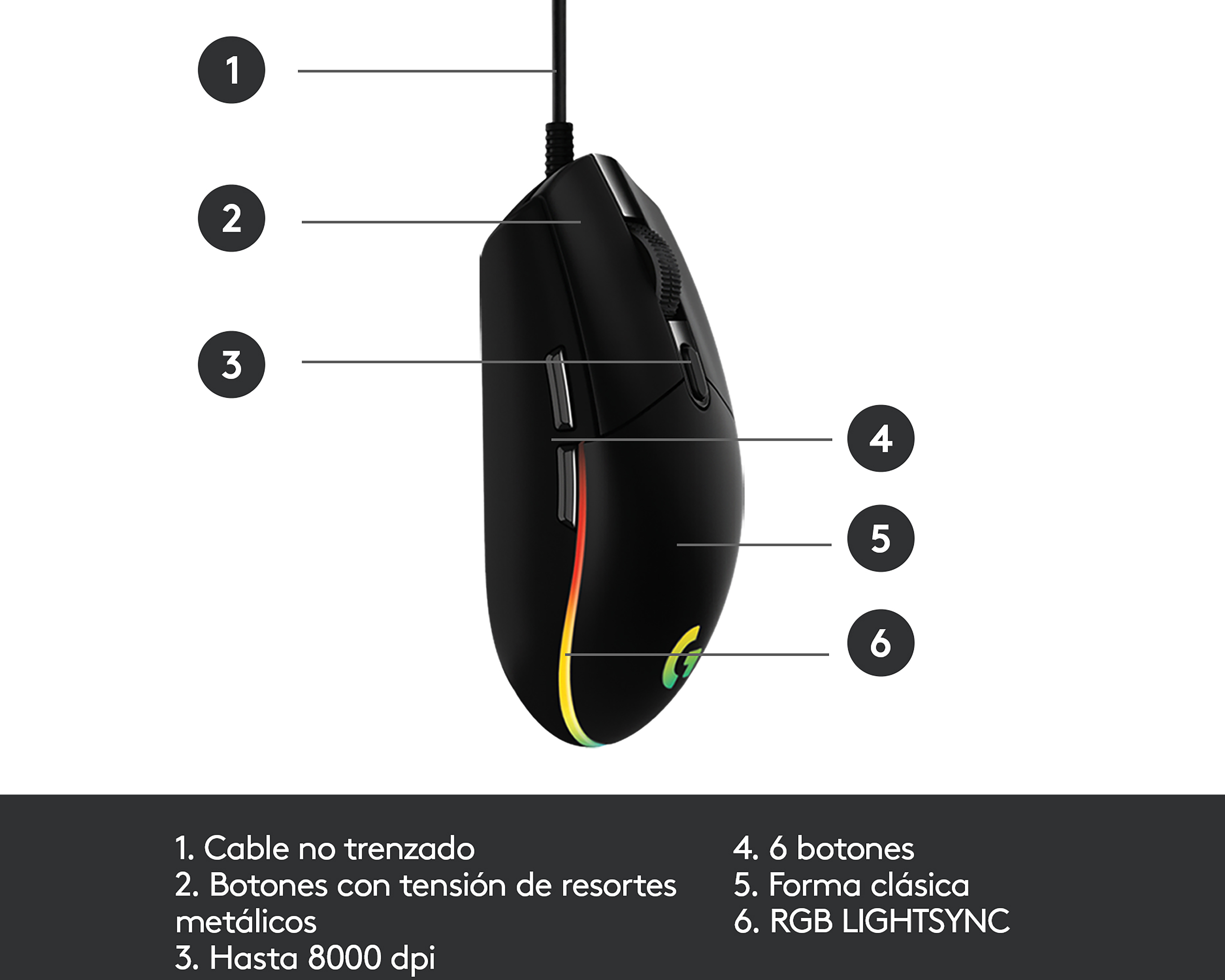 Foto 8 | Foto 8 | Mouse Gamer Alámbrico Logitech G203