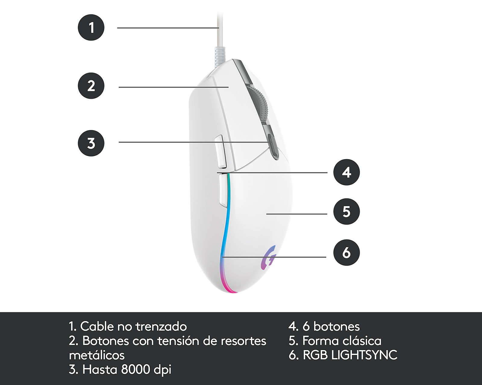 Foto 6 | Foto 6 | Mouse Gamer Alámbrico Logitech G203