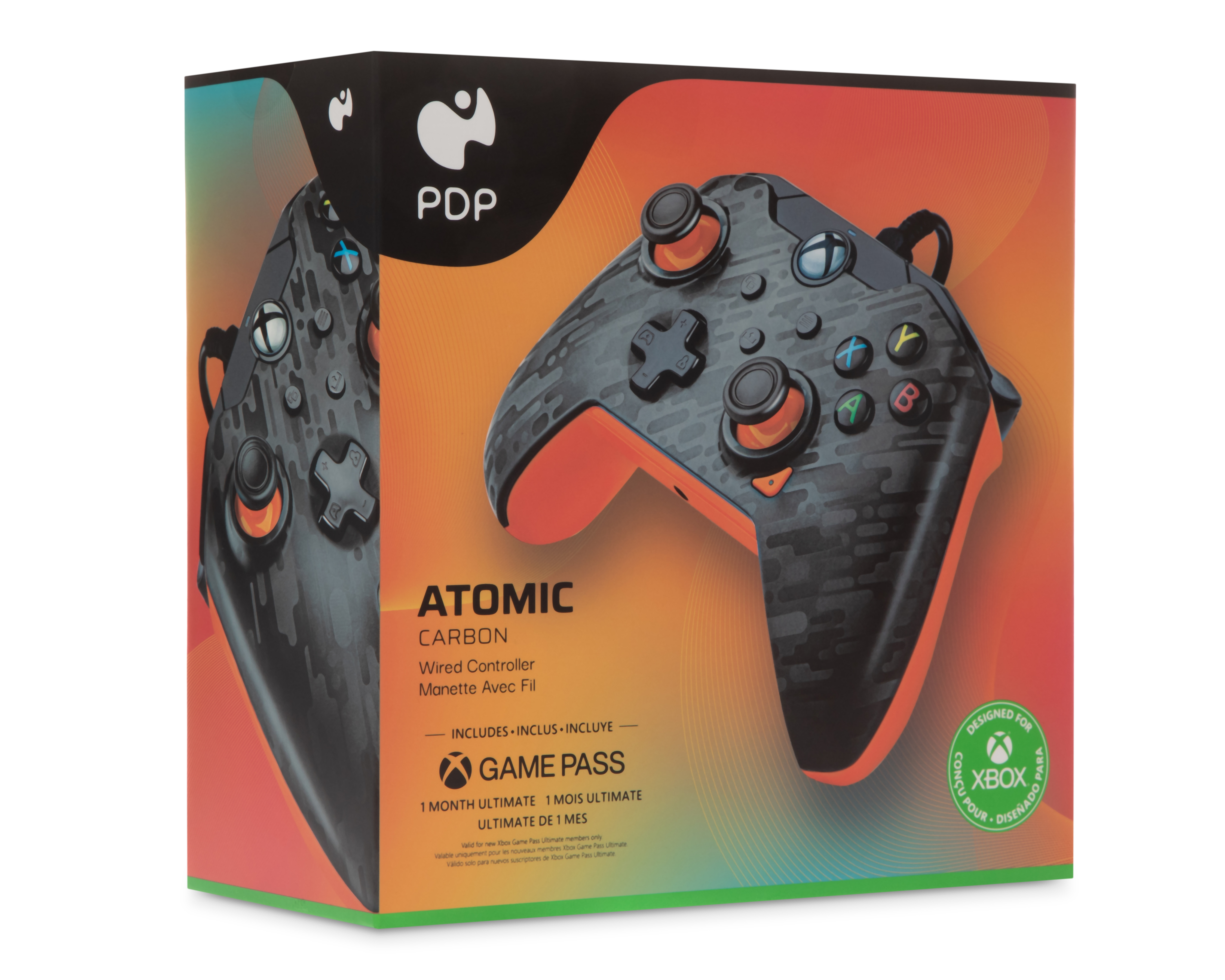 Control Alámbrico para Xbox PDP Atomic Carbon Negro