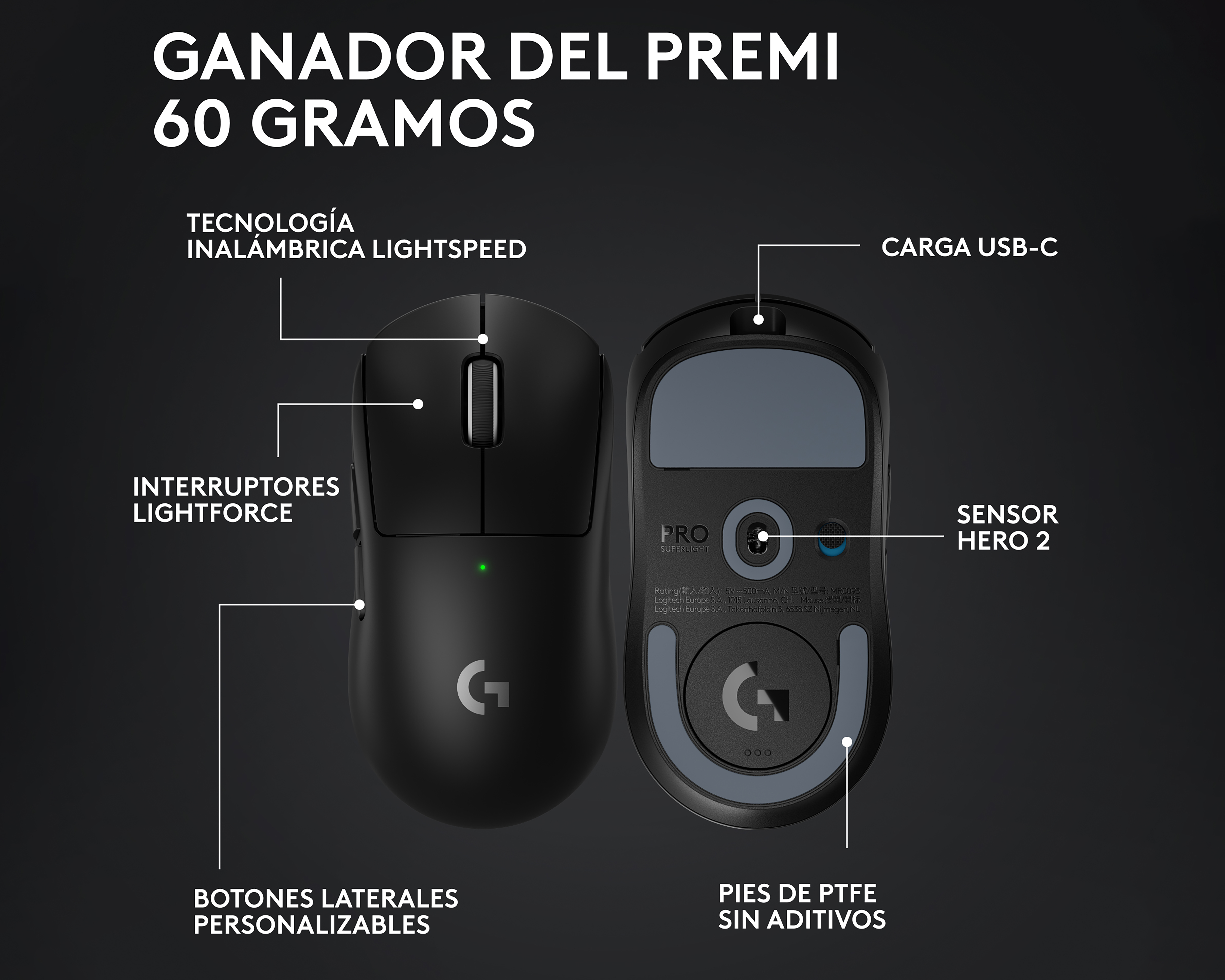 Foto 8 pulgar | Foto 7 | Mouse Gamer Inalámbrico Logitech G Pro X Superlight 2