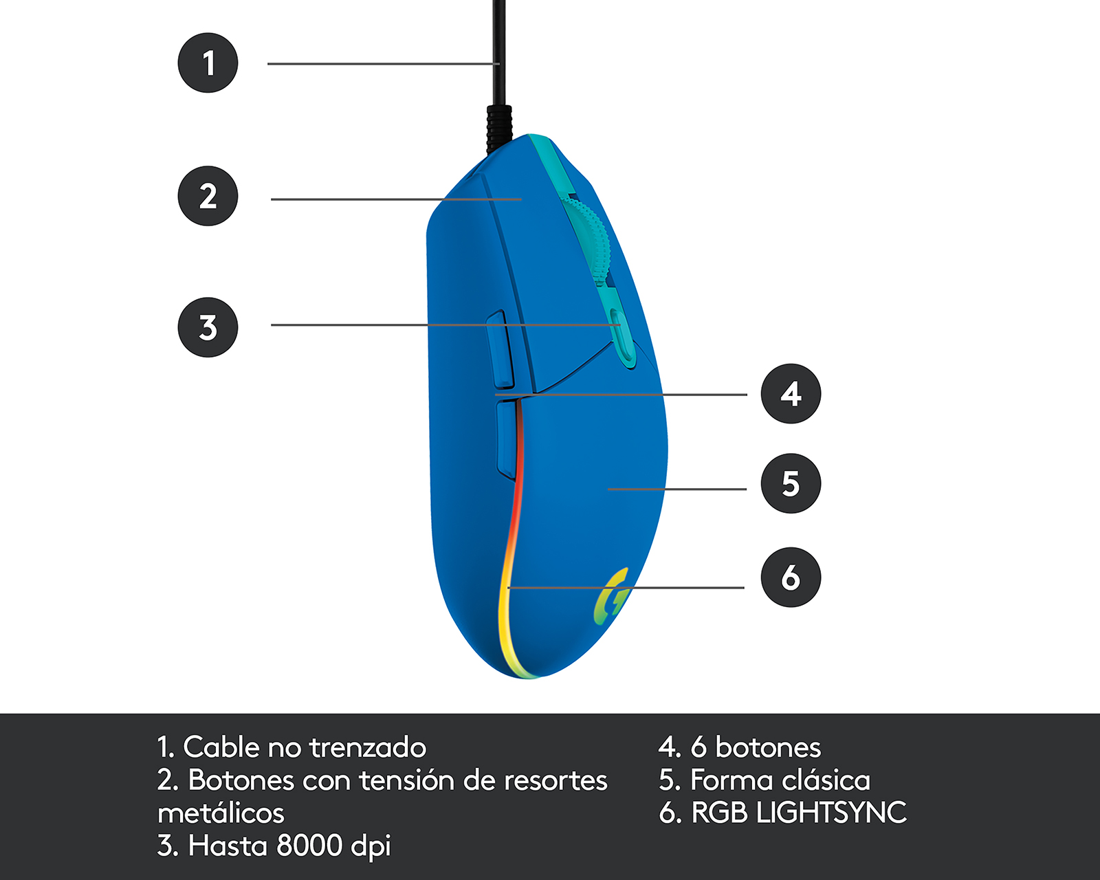 Foto 6 | Foto 6 | Mouse Gamer Alámbrico Logitech G203