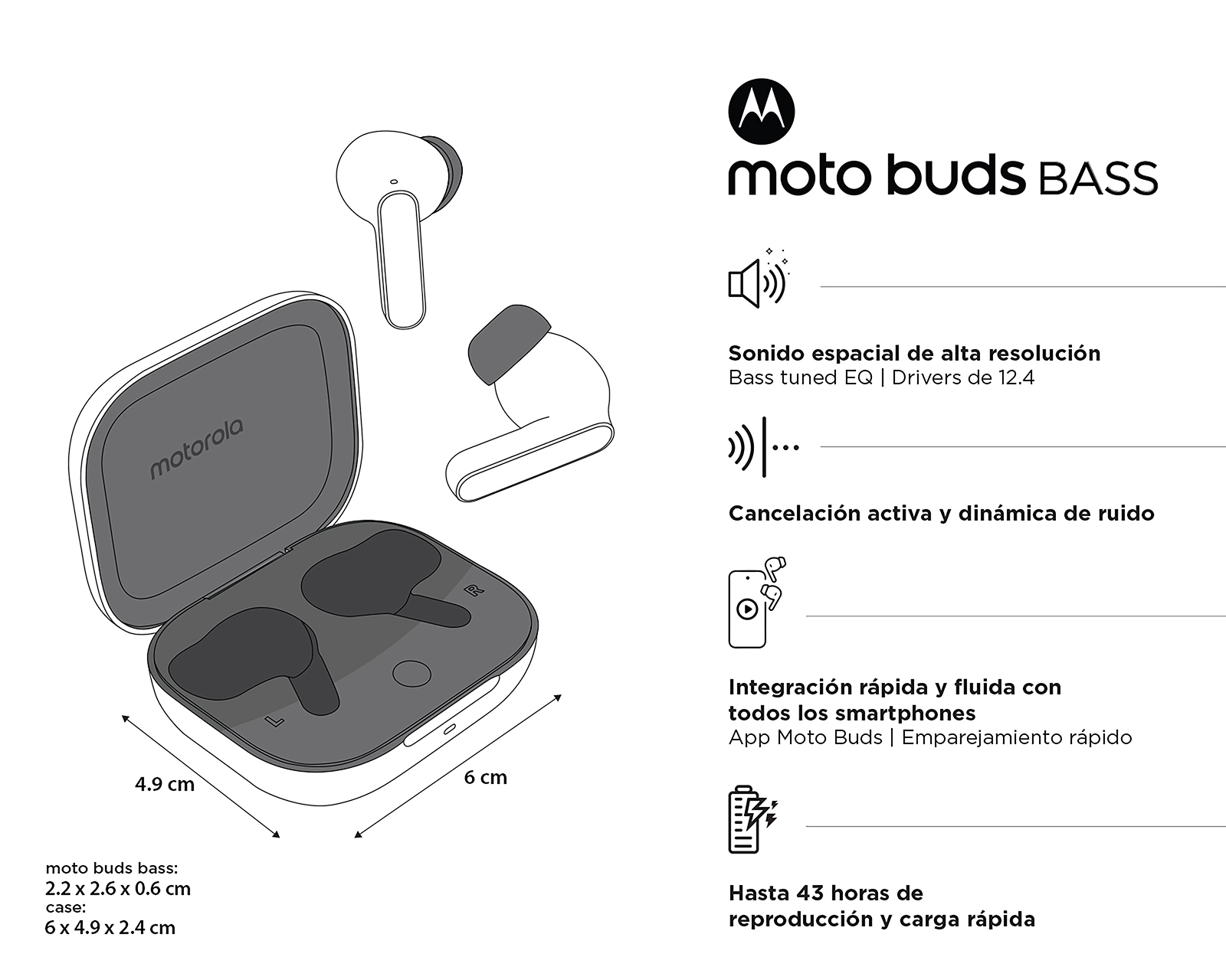 Foto 6 pulgar | Foto 5 | Audífonos Inalámbricos Motorola Moto Buds Bass Dolby Atmos