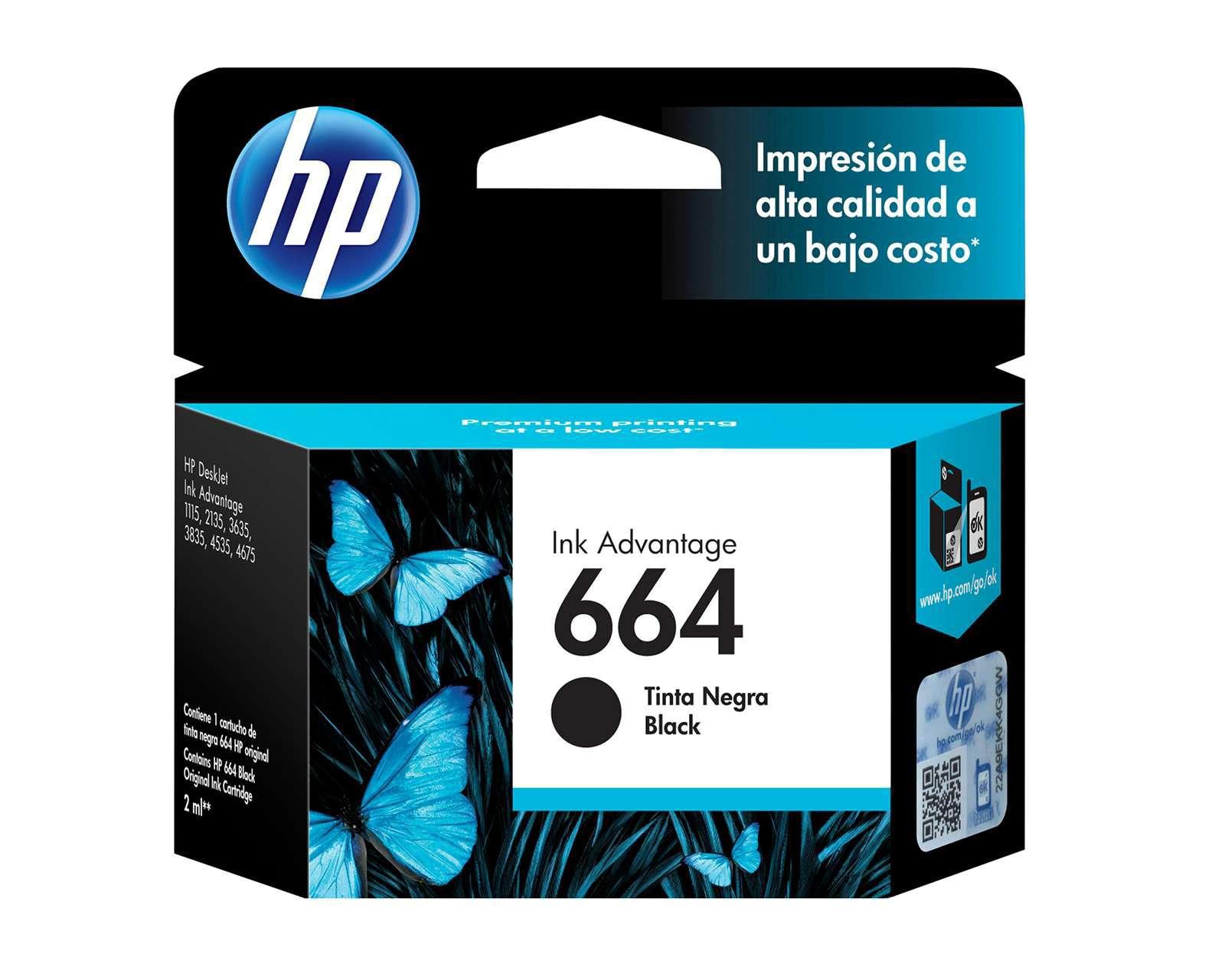 Cartucho de Tinta Original HP 664 Negro