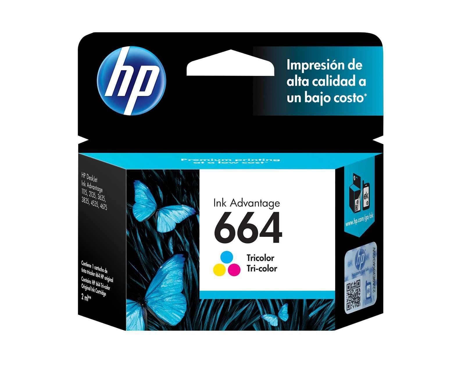 Cartucho de Tinta Original HP 664 Tricolor