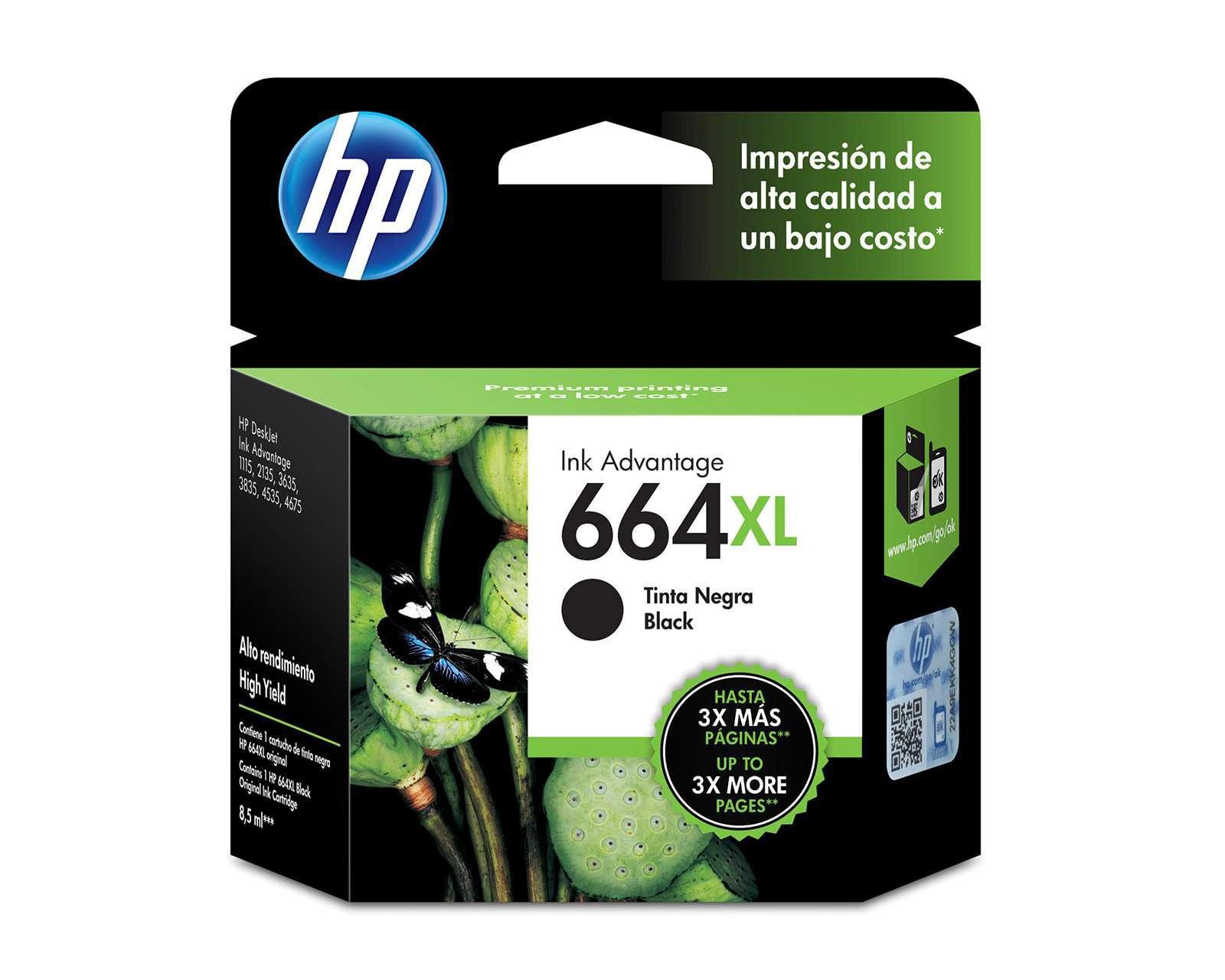 Foto 2 pulgar | Foto 1 | Cartucho de Tinta HP 664XL Negra Original F6V31AL