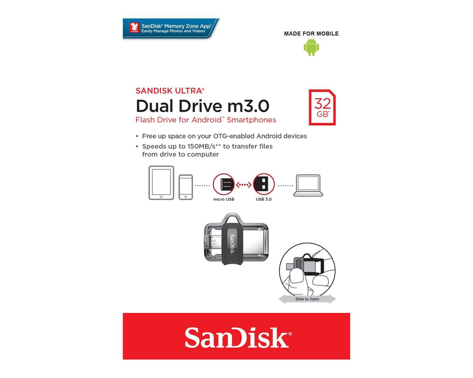 Foto 2 pulgar | Foto 1 | Memoria microUSB/USB SanDisk 32 GB