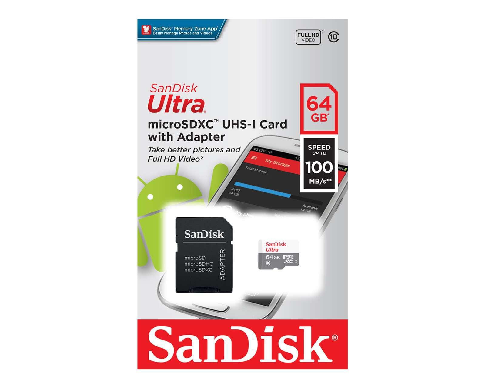 Memoria MicroSD Sandisk Ultra 64 GB Clase 10
