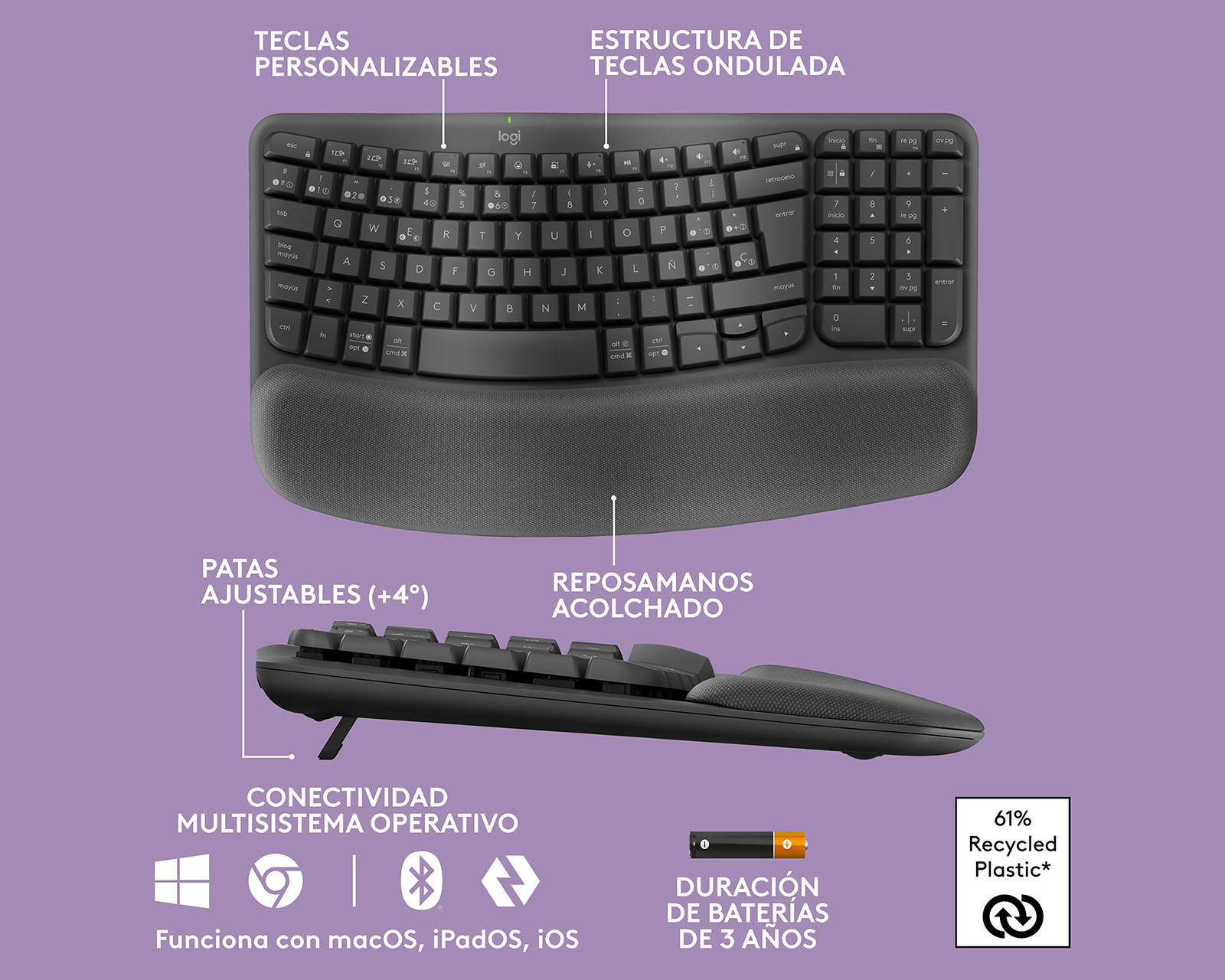 Foto 6 | Foto 6 | Teclado Inalámbrico Logitech Wave Keys
