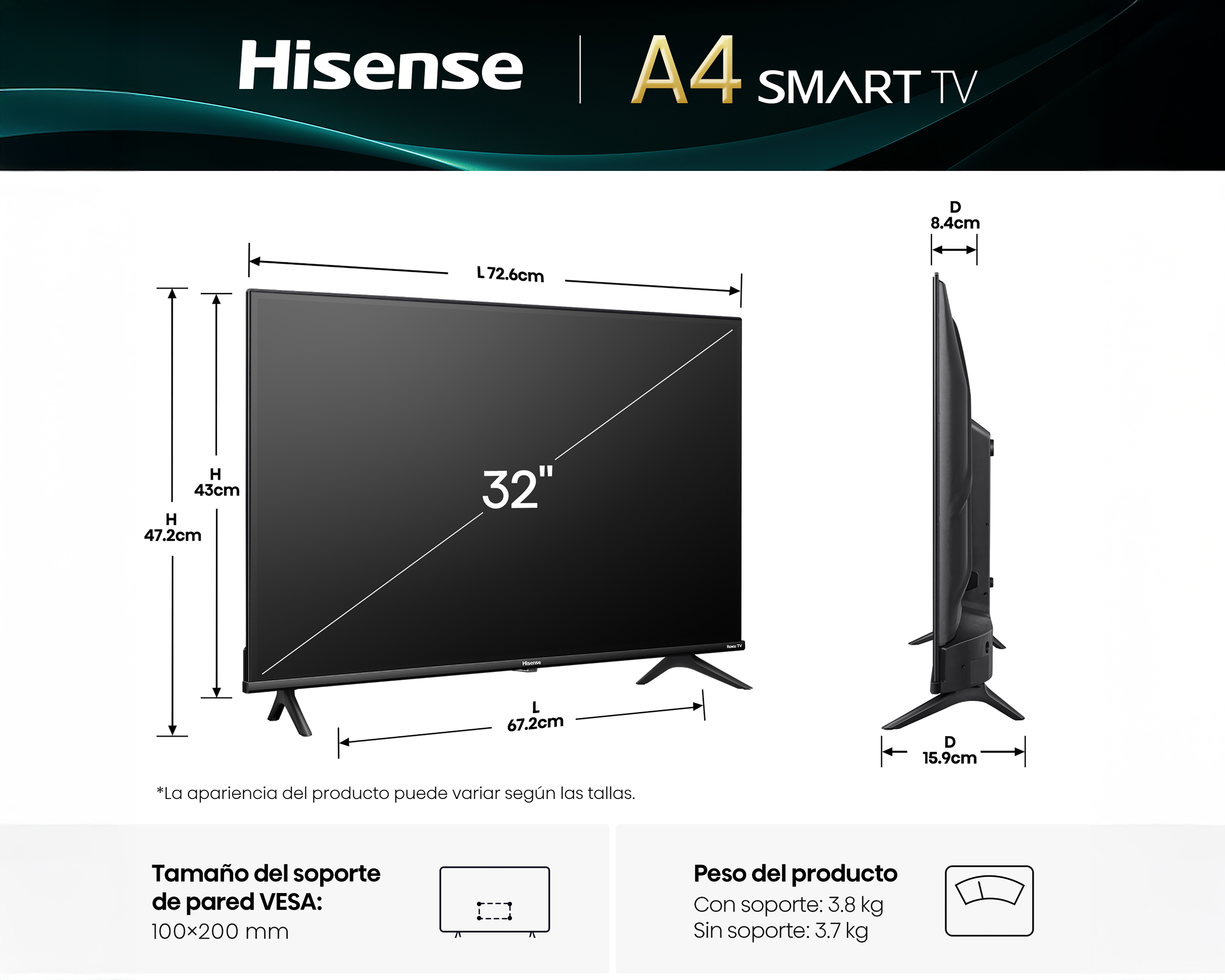 Foto 7 | Foto 7 | Pantalla Smart TV Hisense LED 32 Pulgadas HD 32A4NR