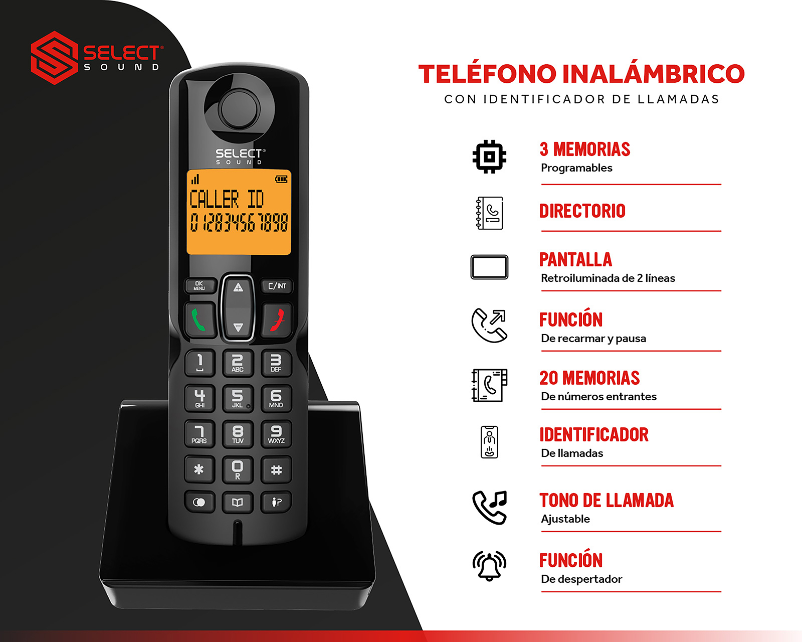 Foto 3 | Foto 3 | Teléfono Inalámbrico Select Sound 8033 Negro