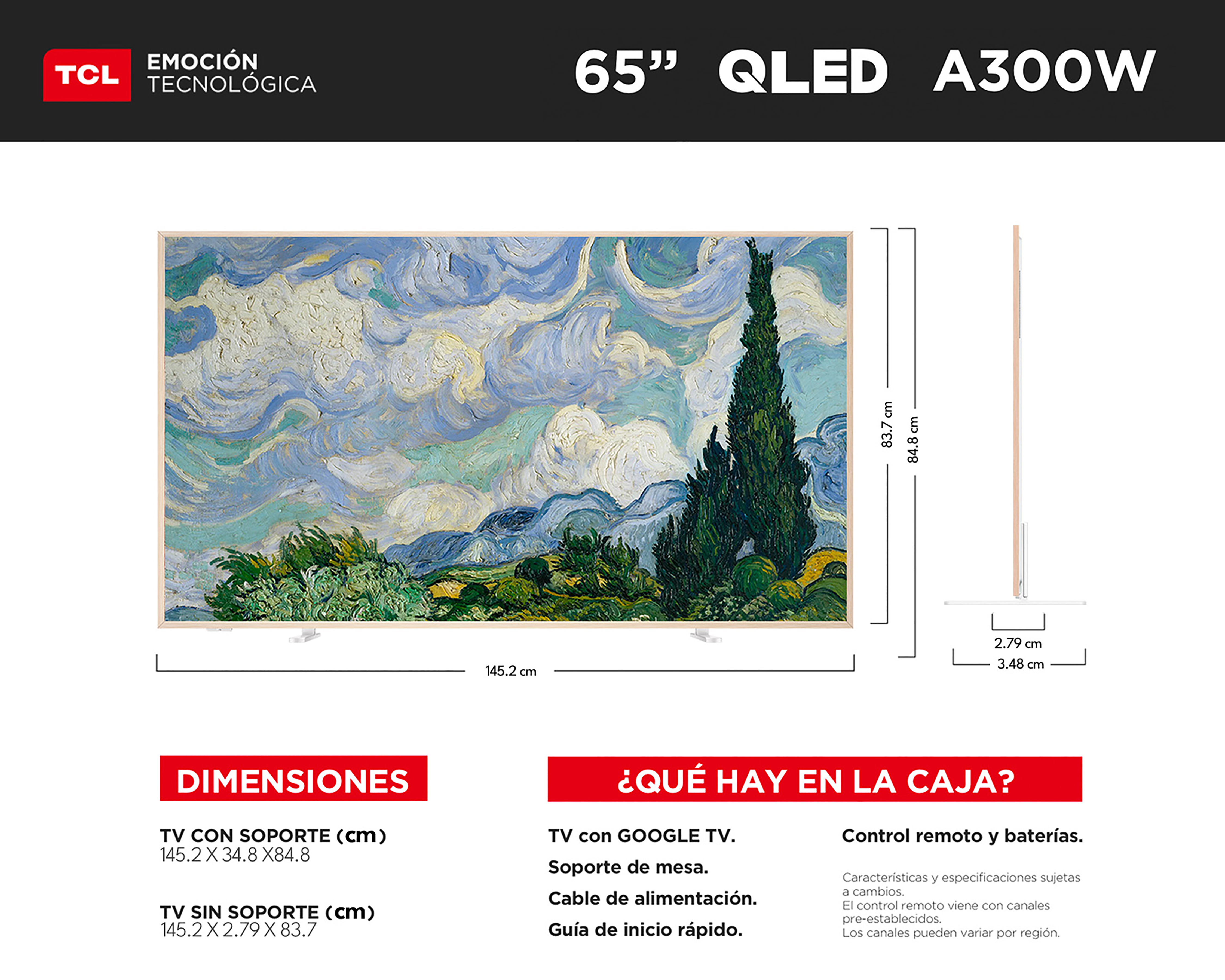 Foto 10 | Foto 10 | Pantalla Smart TV TCL QLED 65 Pulgadas 4K A300W