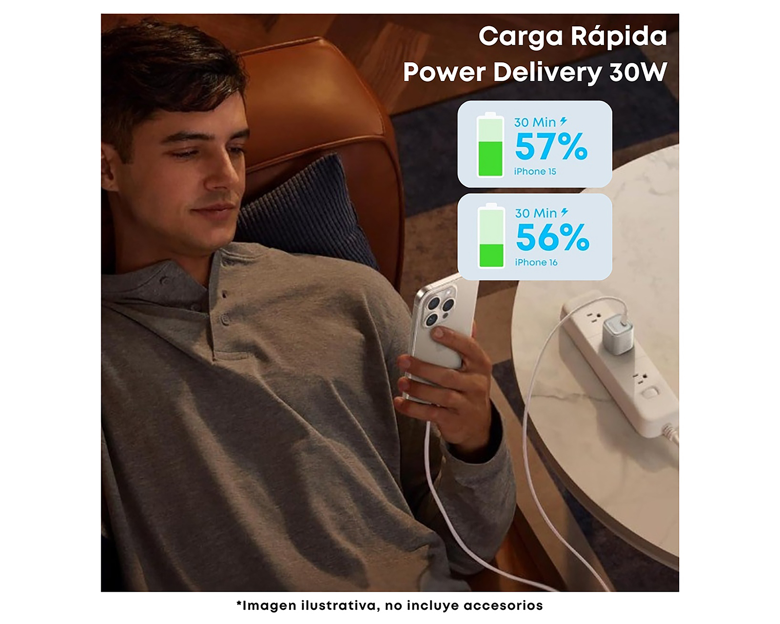 Foto 6 | Foto 6 | Adaptador de Corriente con Entrada USB-C Anker 30 W