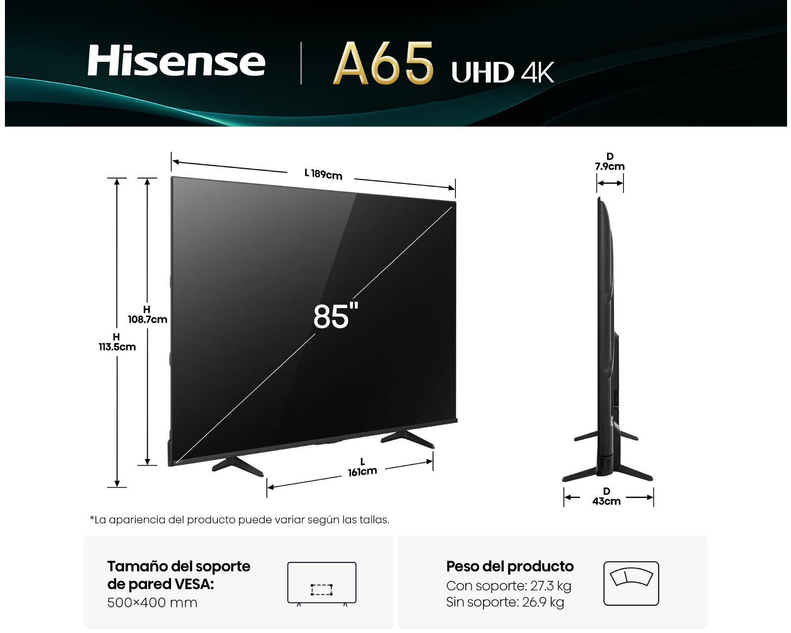 Foto 10 | Foto 10 | Pantalla Smart TV Hisense UHD 85 Pulgadas 4K 85A65NV