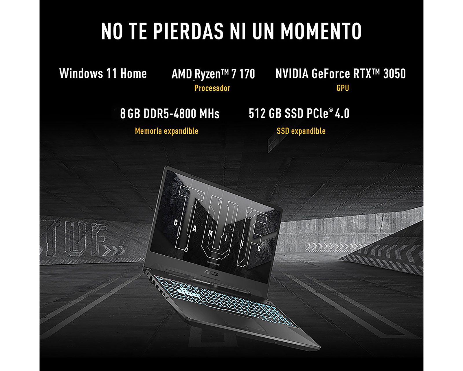Foto 3 pulgar | Foto 2 | Laptop Gamer ASUS TUF Gaming A15 15.6 Pulgadas NVIDIA GeForce RTX 3060 8 GB RAM 512 GB SSD Negra