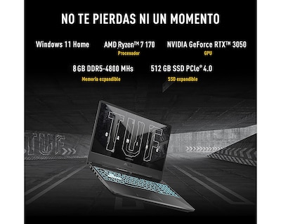 Foto 2 | Foto 2 | Laptop Gamer ASUS TUF Gaming A15 15.6 Pulgadas NVIDIA GeForce RTX 3060 8 GB RAM 512 GB SSD Negra