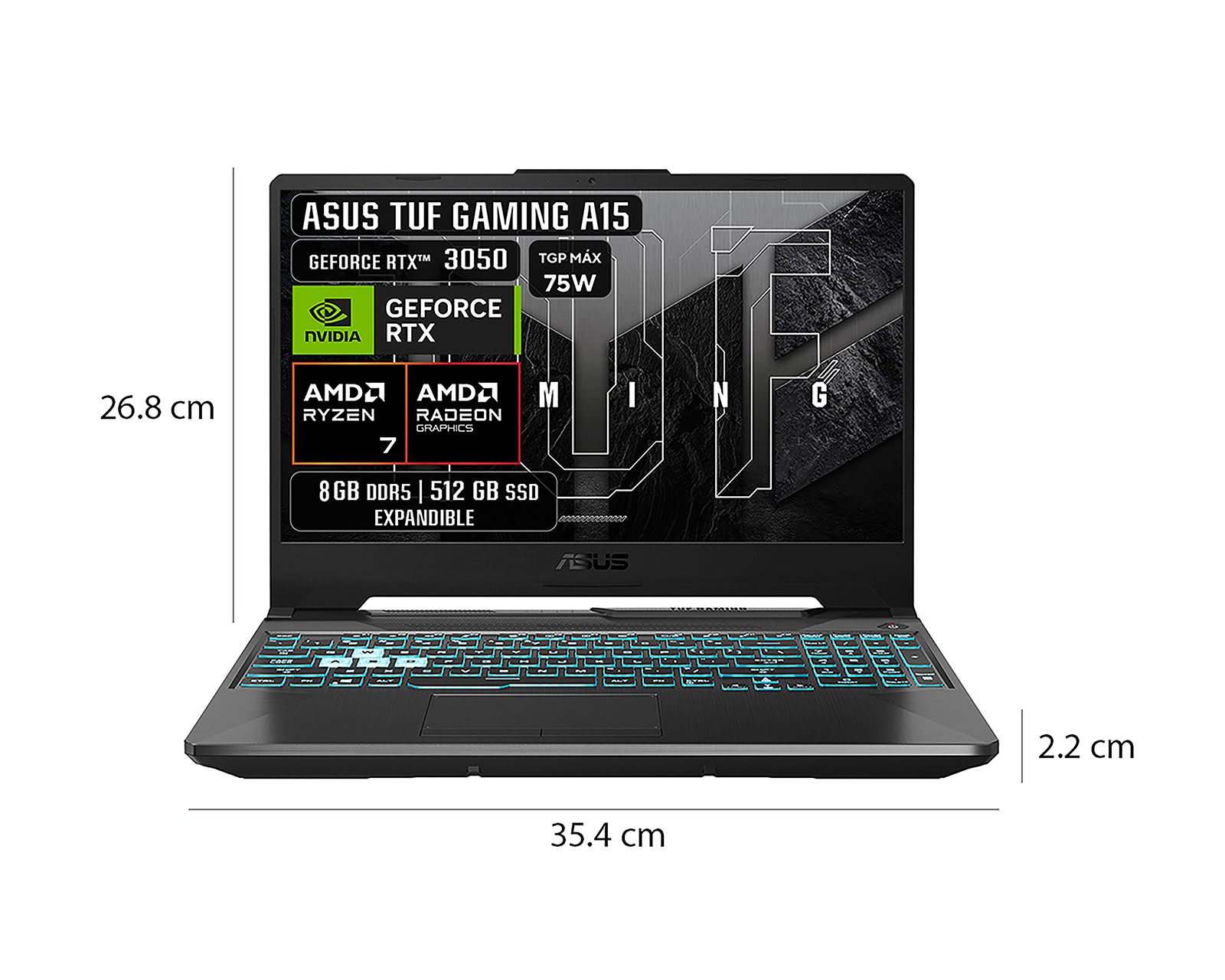 Foto 10 pulgar | Foto 9 | Laptop Gamer ASUS TUF Gaming A15 15.6 Pulgadas NVIDIA GeForce RTX 3060 8 GB RAM 512 GB SSD Negra