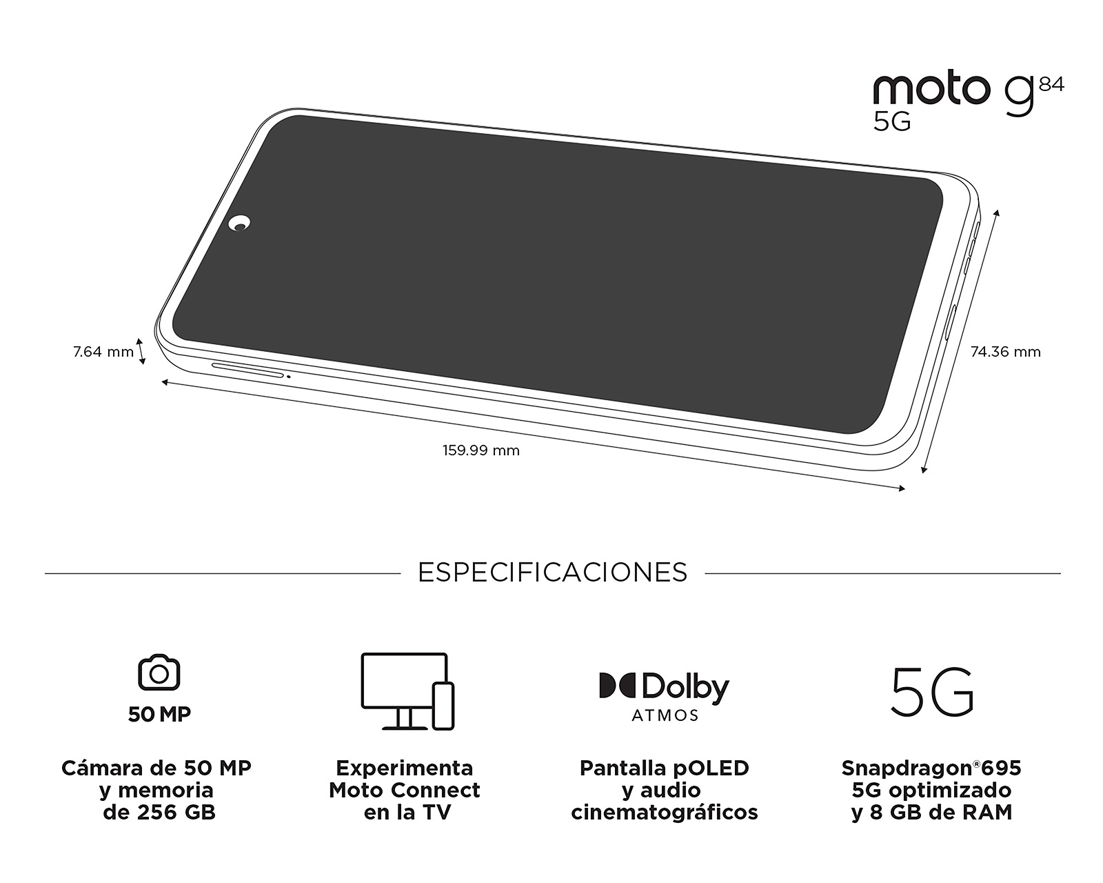 Foto 7 pulgar | Foto 6 | AT&T/Unefon Motorola Moto G84 256 GB Negro