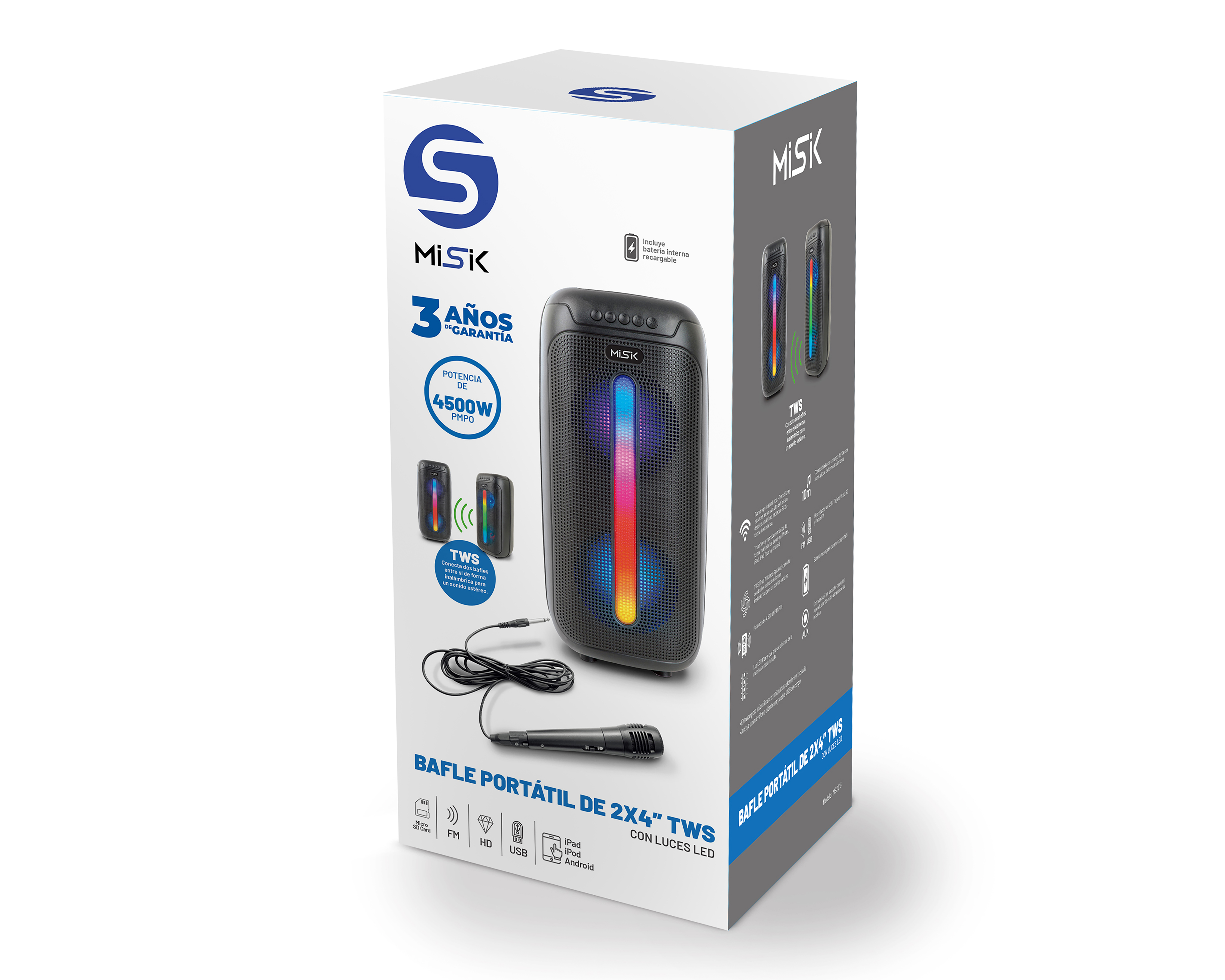 Foto 7 | Foto 7 | Bocina Bluetooth Misik MB2216 4500 W con Luces